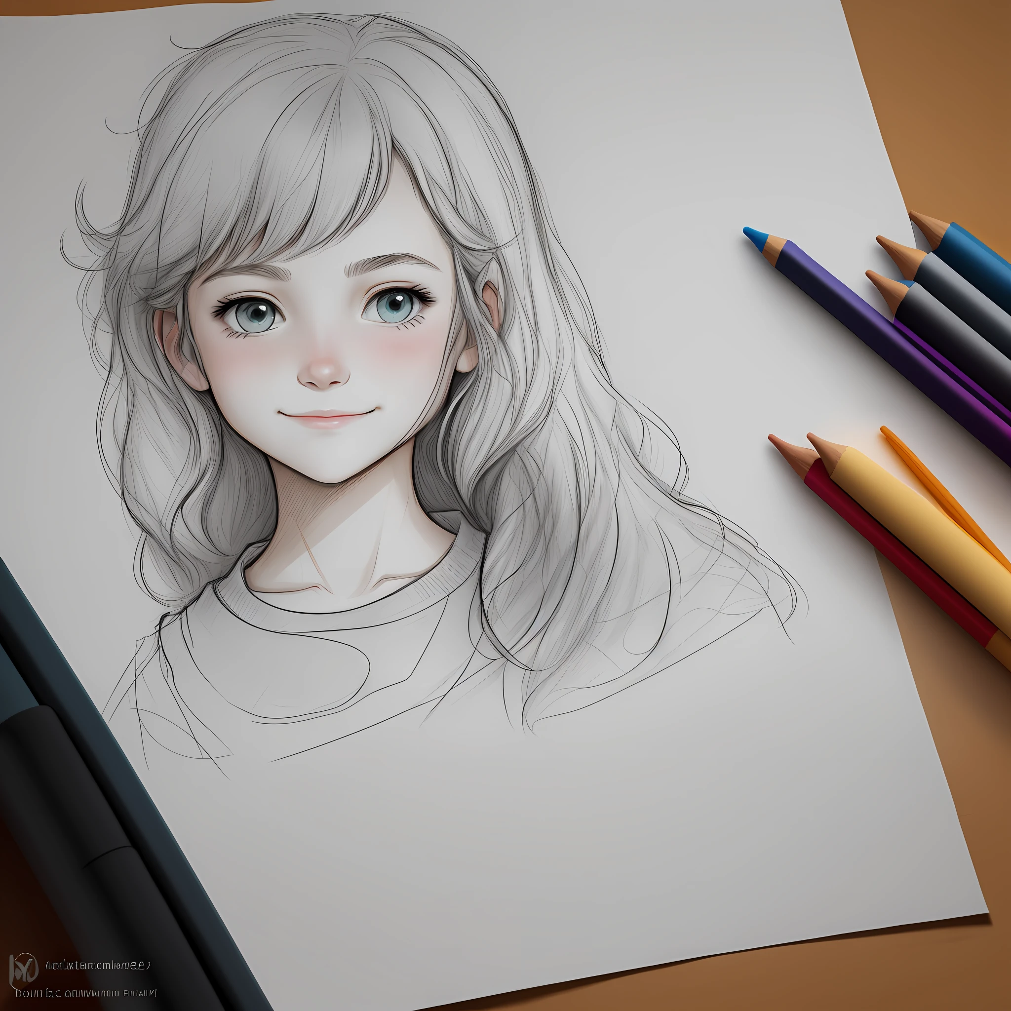 paper, woman, coloring this drawing, watermark, colors, tomboy, half smile, lines