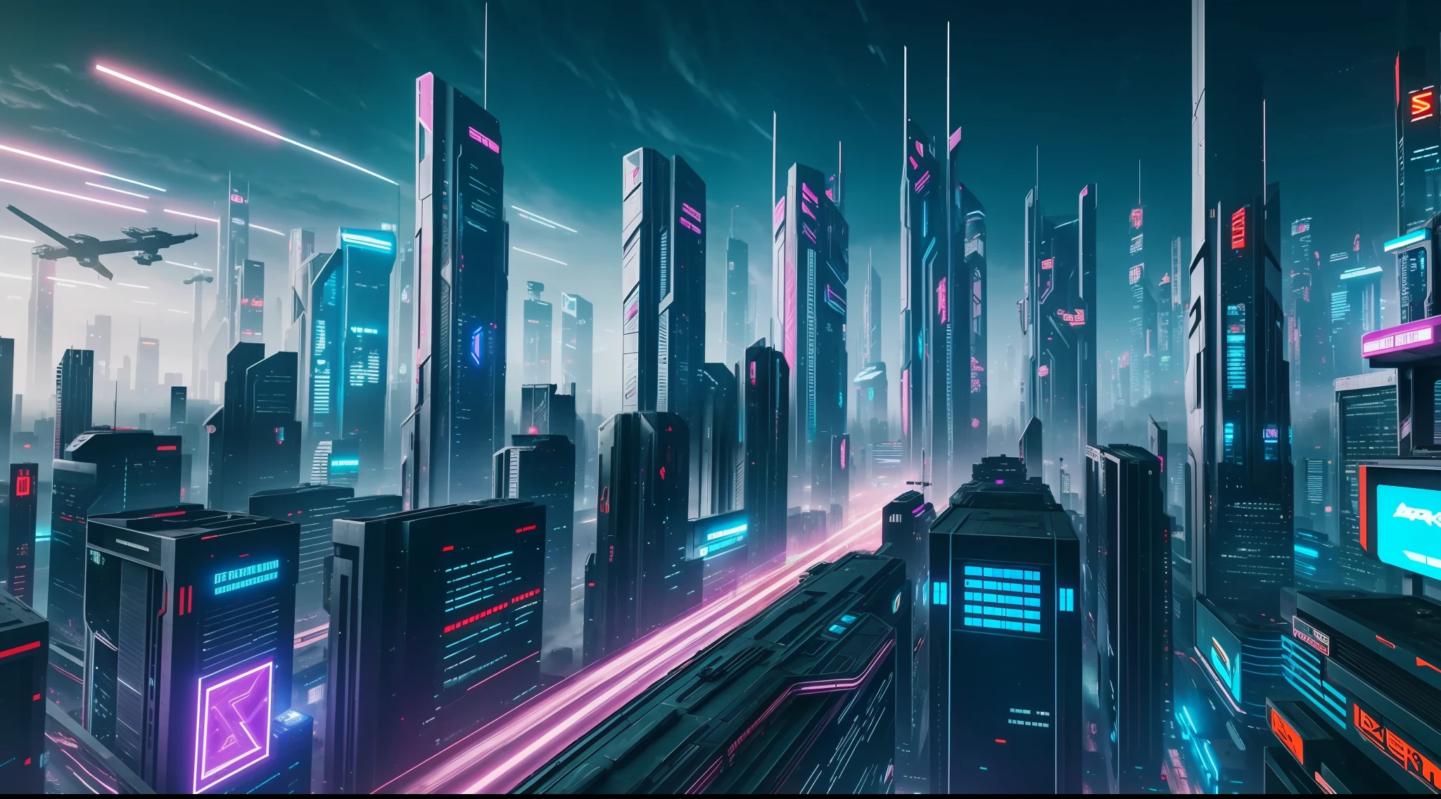 futuristic cyberpunk city, action shooting, vibrant, photorealistic, realistic, dramatic, dark, sharp focus, 8k