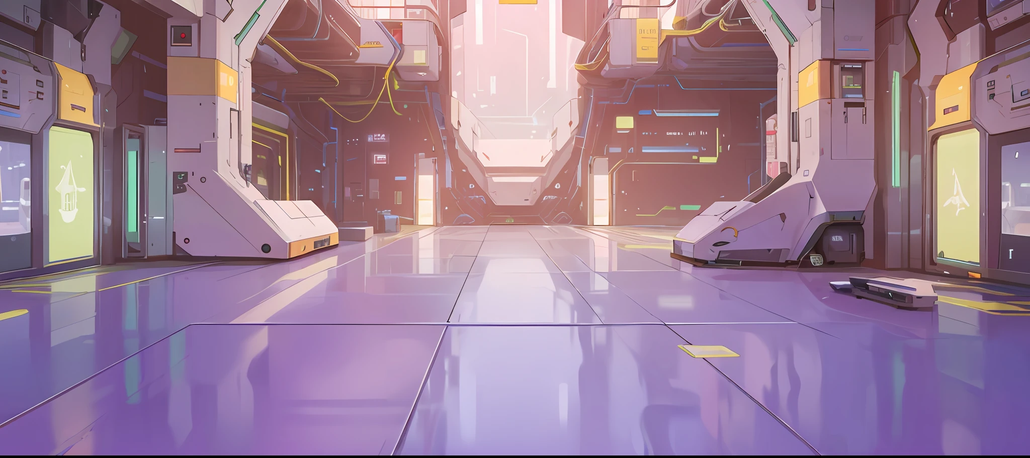 Cyberpunk, indoor scene sci-fi scene, full of technology, empty ground, modern, detailed, glass, HD