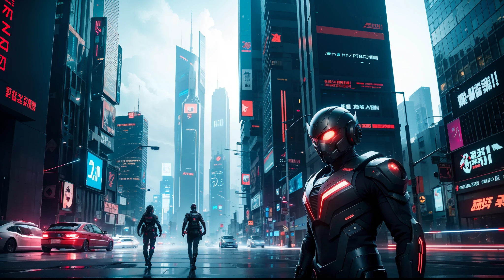 futuristic cyberpunk city, action shooting, vibrant, photorealistic, realistic, dramatic, dark, sharp focus, 8k