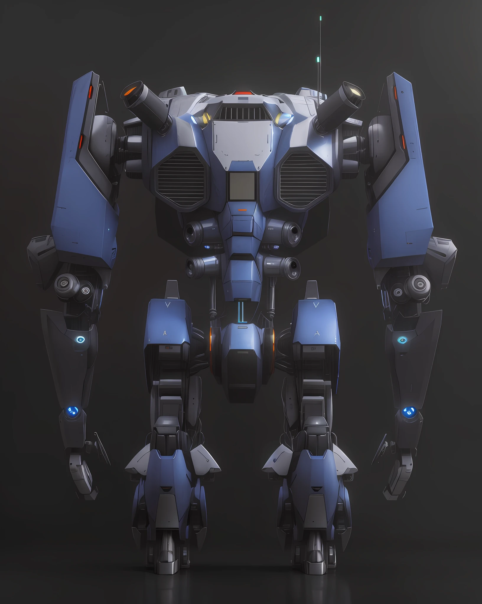 A robot standing up on two legs, white background, mecha robot futuristic, line drawing hand drawn, animation style, full body mecha, mecha robot detail, mecha body, sci-fi mecha, mecha robot, blue realistic 3D rendering, futuristic robot body, mecha set, movie full shot, octane 4K rendering, octane 4K rendering, futuristic robot