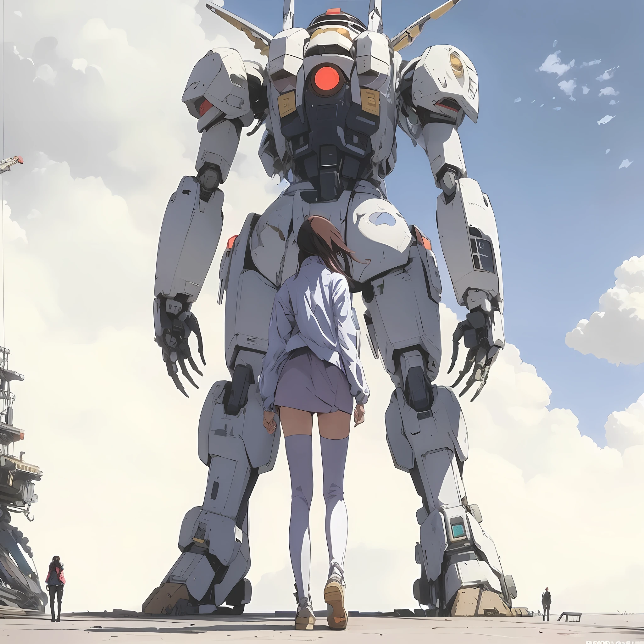 anime - style artwork of a woman standing in front of a giant robot, giant anime mecha, mecha asthetic, anime mecha aesthetic, mecha anime, big mecha, an anime large mecha robot, female mecha, modern mecha anime, anime manga robot!! anime girl, mecha art, anime robotic mixed with organic