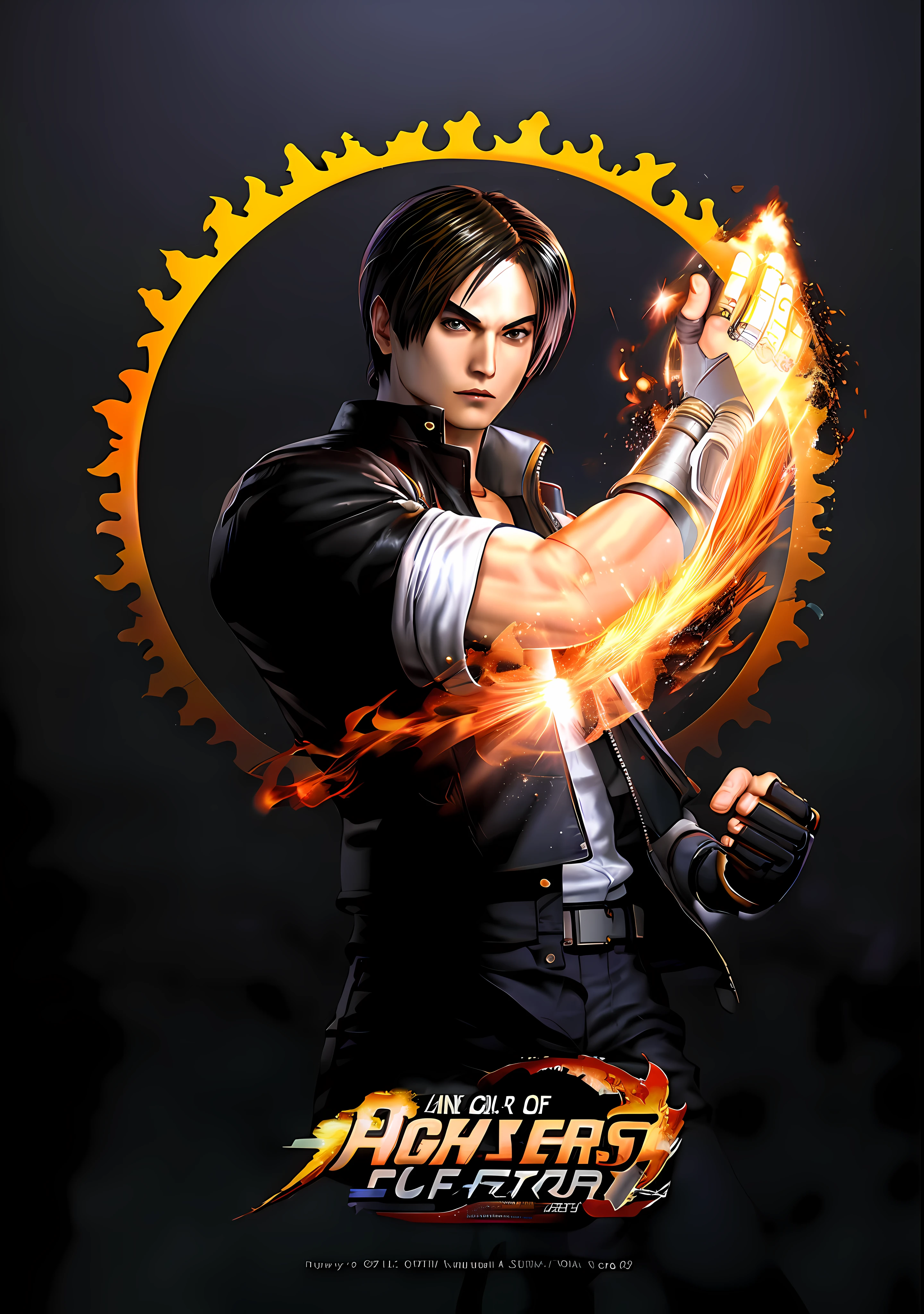 a close up of a person holding a fire ball in a ring, character from king of fighters, king of fighters style, Kyo Kusanagi, fighting game character, as a character in tekken, snk, tsurumaki kazuya, in the style of sifu 🔥 😎 🕹️ 👀 :2, key art, kazuma kaneko, badass anime 8 k