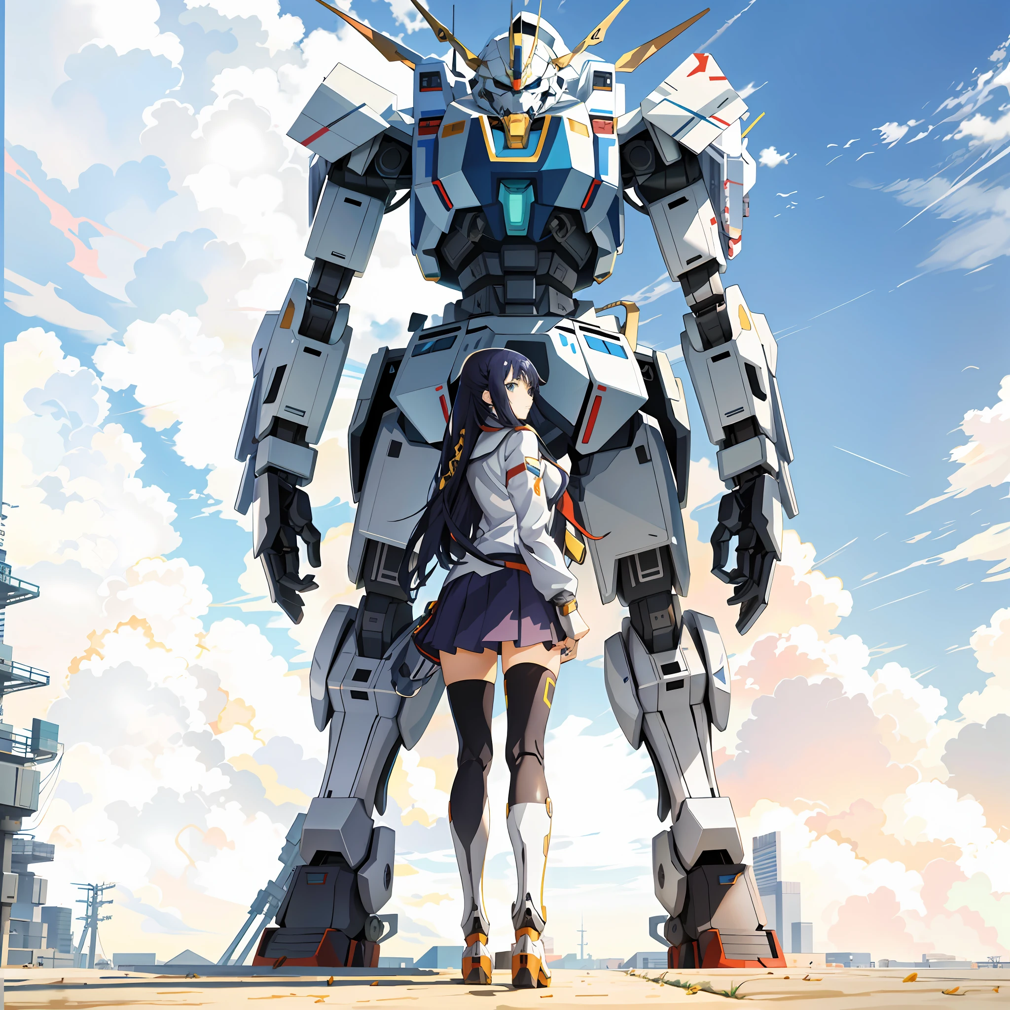 anime - style artwork of a woman standing in front of a giant robot, giant anime mecha, mecha asthetic, anime mecha aesthetic, mecha anime, big mecha, an anime large mecha robot, female mecha, modern mecha anime, anime manga robot!! anime girl, mecha art, anime robotic mixed with organic