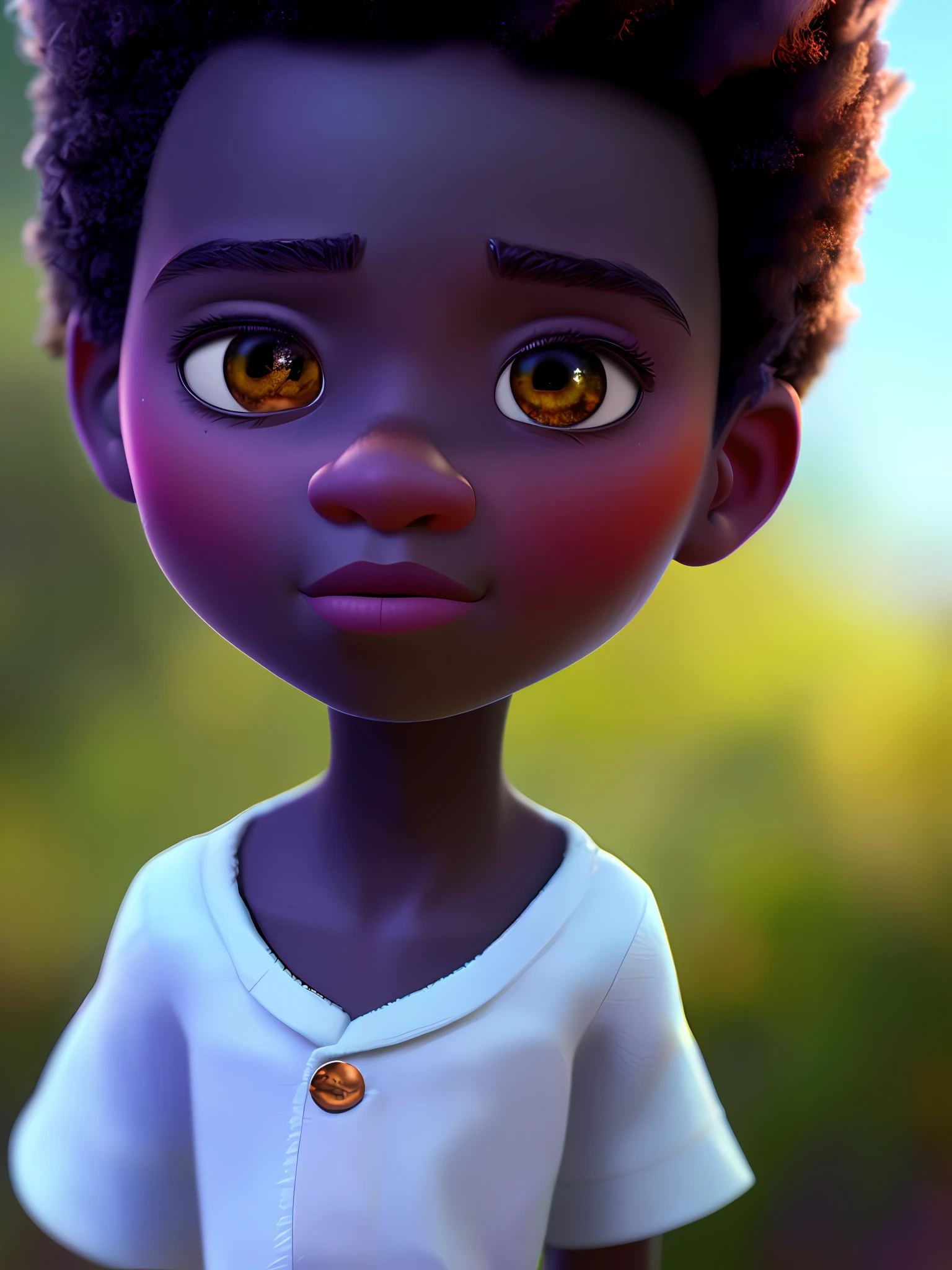 Black Child, (Pixar style) (Masterpiece:1.2) (bokeh) (best quality) (detailed skin) (detailed texture) (8K) (claymation) (cinematic lighting) (sharp focus