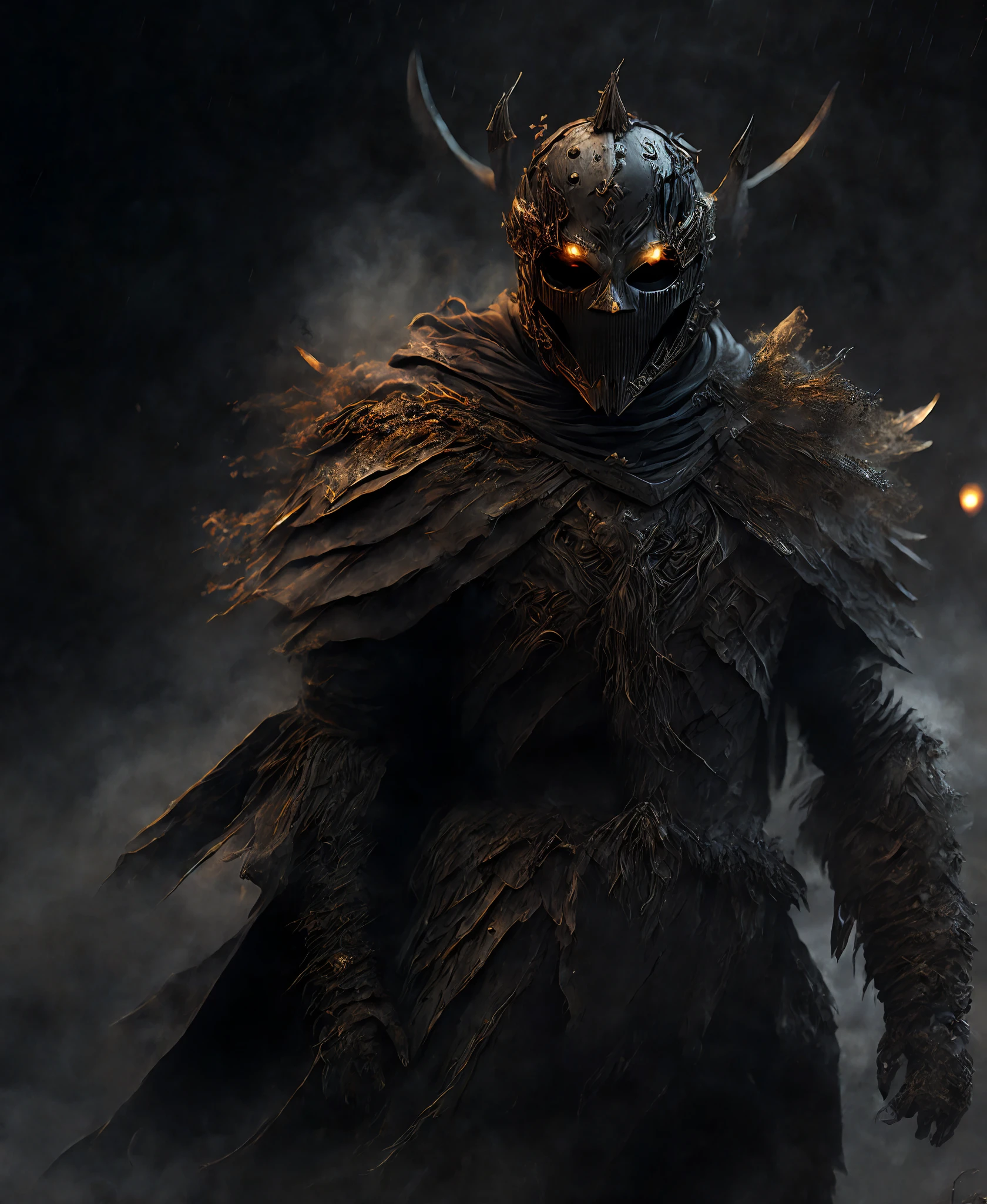 Close-up (Scarecrow from DC in Viking style: 1.3) emerging from wet black mud, extremely detailed, smoke, sparks, metal shavings, flying debris, volumetric light