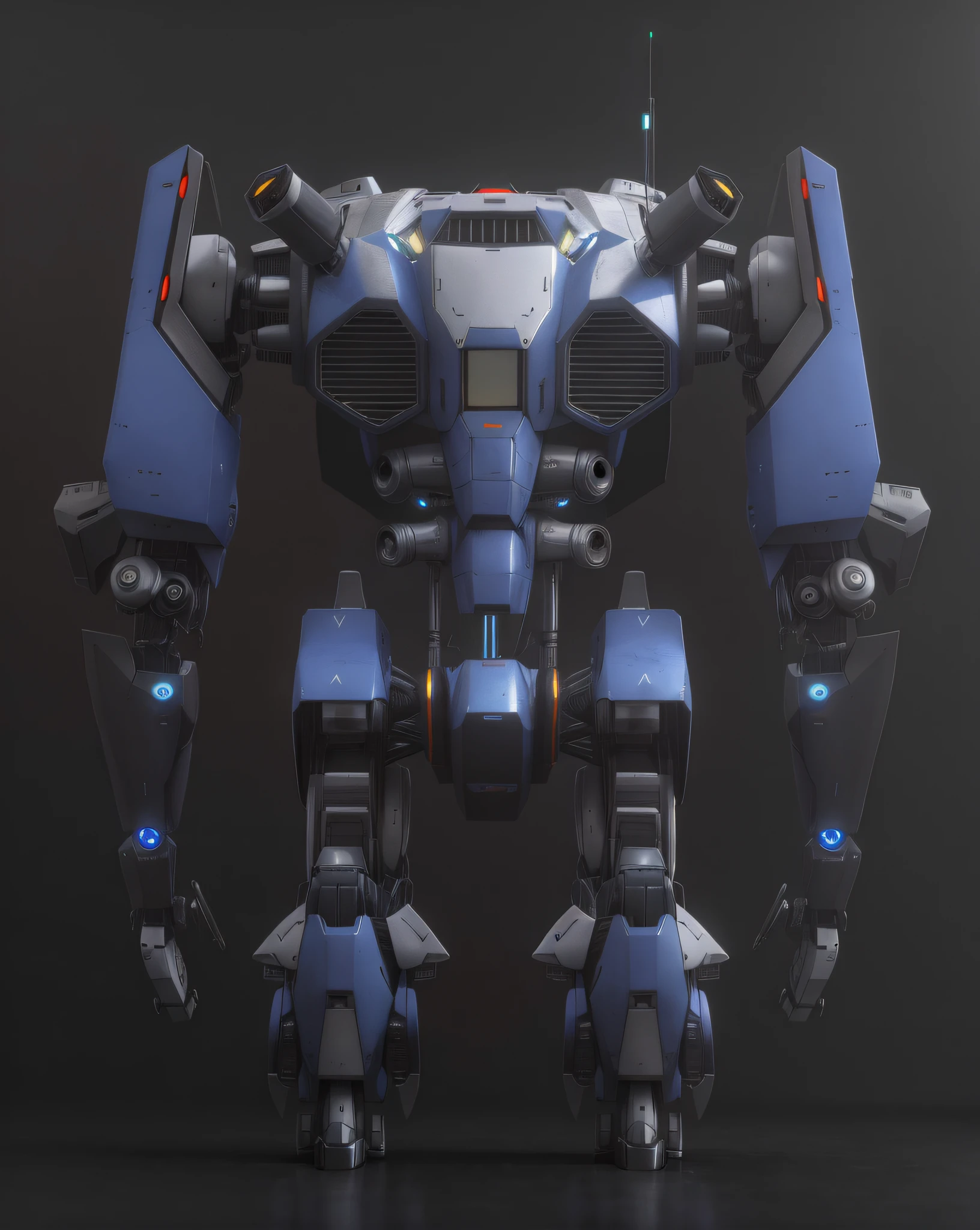 A robot standing up on two legs, white background, mecha robot futuristic, line drawing hand drawn, animation style, full body mecha, mecha robot detail, mecha body, sci-fi mecha, mecha robot, blue realistic 3D rendering, futuristic robot body, mecha set, movie full shot, octane 4K rendering, octane 4K rendering, futuristic robot