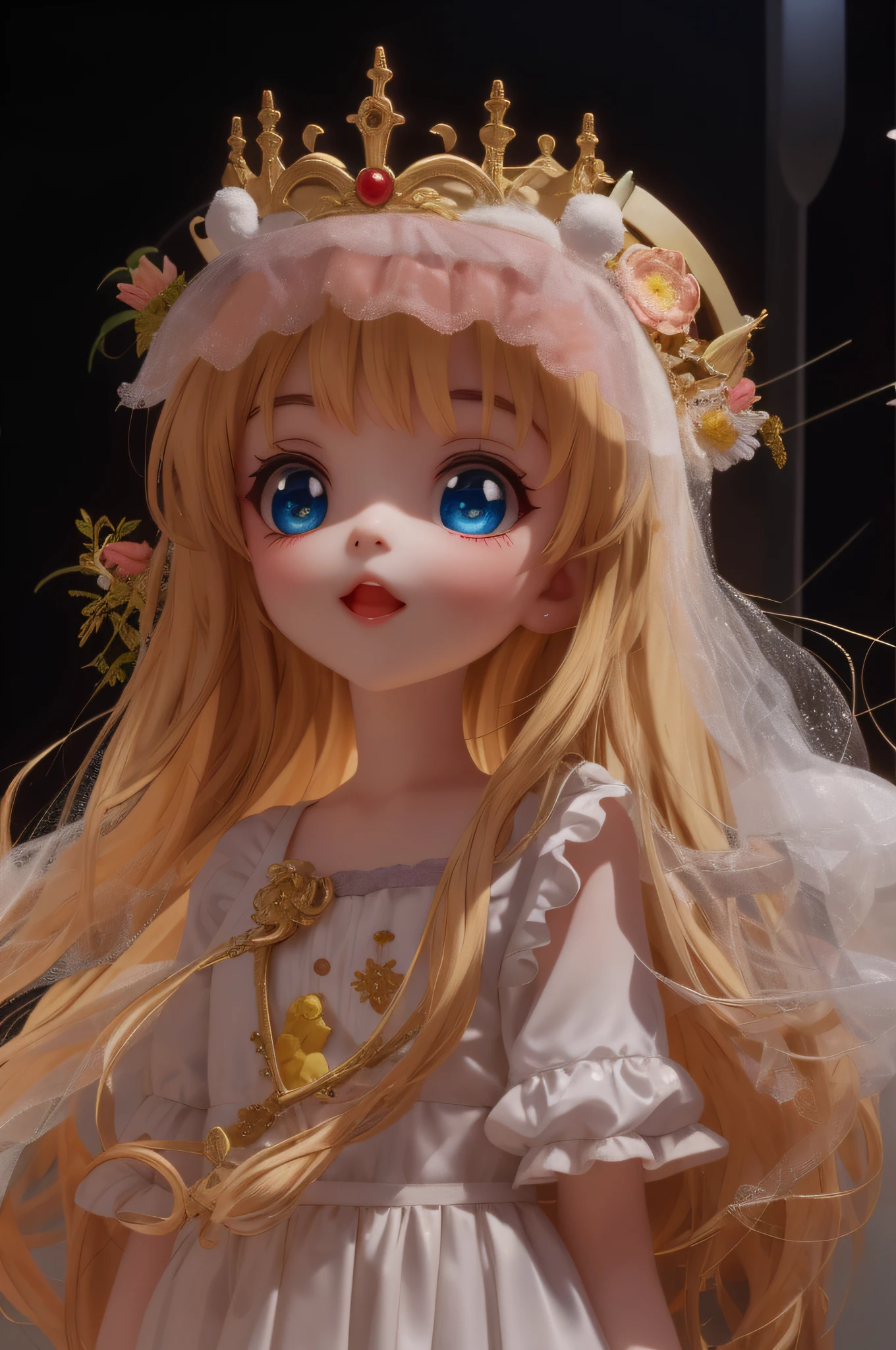 Masterpiece, cute, cute, Q version of the characters, cartoon model, sweet, princess, big eyes, Morandi color costume, bright background