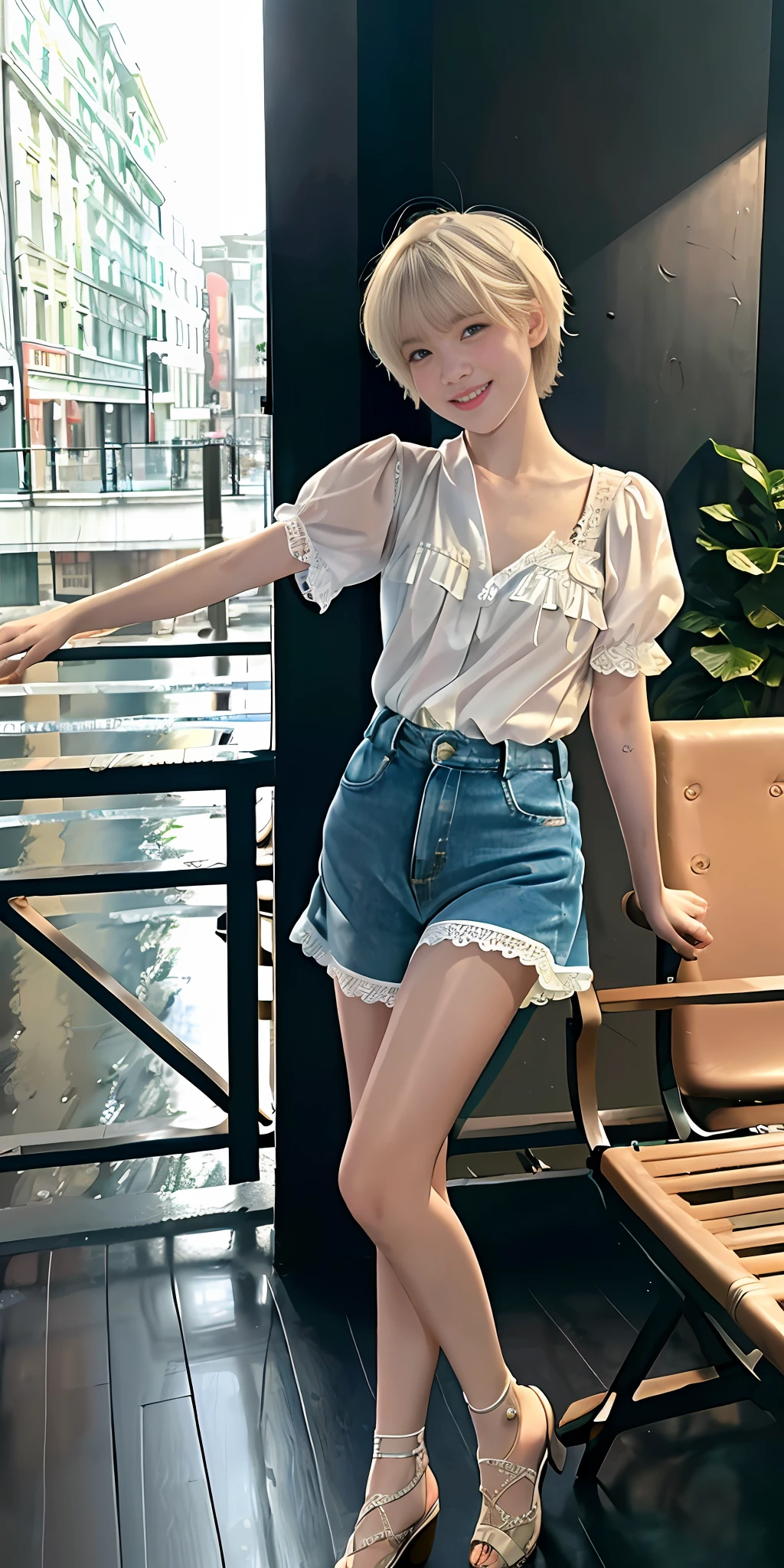 (8K, best quality, Masterpiece: 1.2), (realistic, photorealistic: 1.37), ultra-detailed, (((1 girl))), solo, beautiful detailed sky, detailed café, night, sitting, dating, (nose blush), (smile: 1.15), (shut up) small breasts, beautiful detail eyes, (shirt: 1.1), night, wet, rain, white lace, (short hair: 1.2), floating hair NovaFrogStyle, ((full body)), standing, sexy, cute