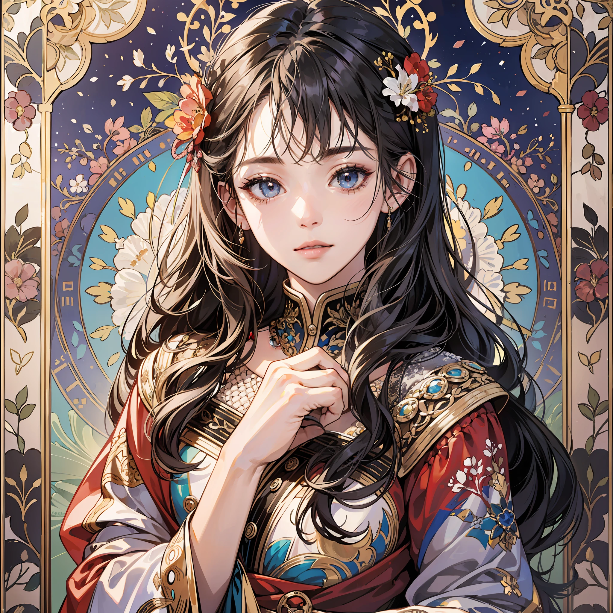 (absurd, high resolution, super detail), 1 girl, adult woman, colorful and gradation hair, long hair, dull bangs, eyes of different colors, dress, finely detailed eyes and detailed face, intricate details, BREAK mosaic art, small pieces, intricate patterns, durable surface, intricate details, enlarged textures, stunning clarity, hidden beauty, immersive perspective BREAK, Artisanal work , Handmade goods, unique designs, intricate details, creative expressions, skilled craftsmanship --auto --s2