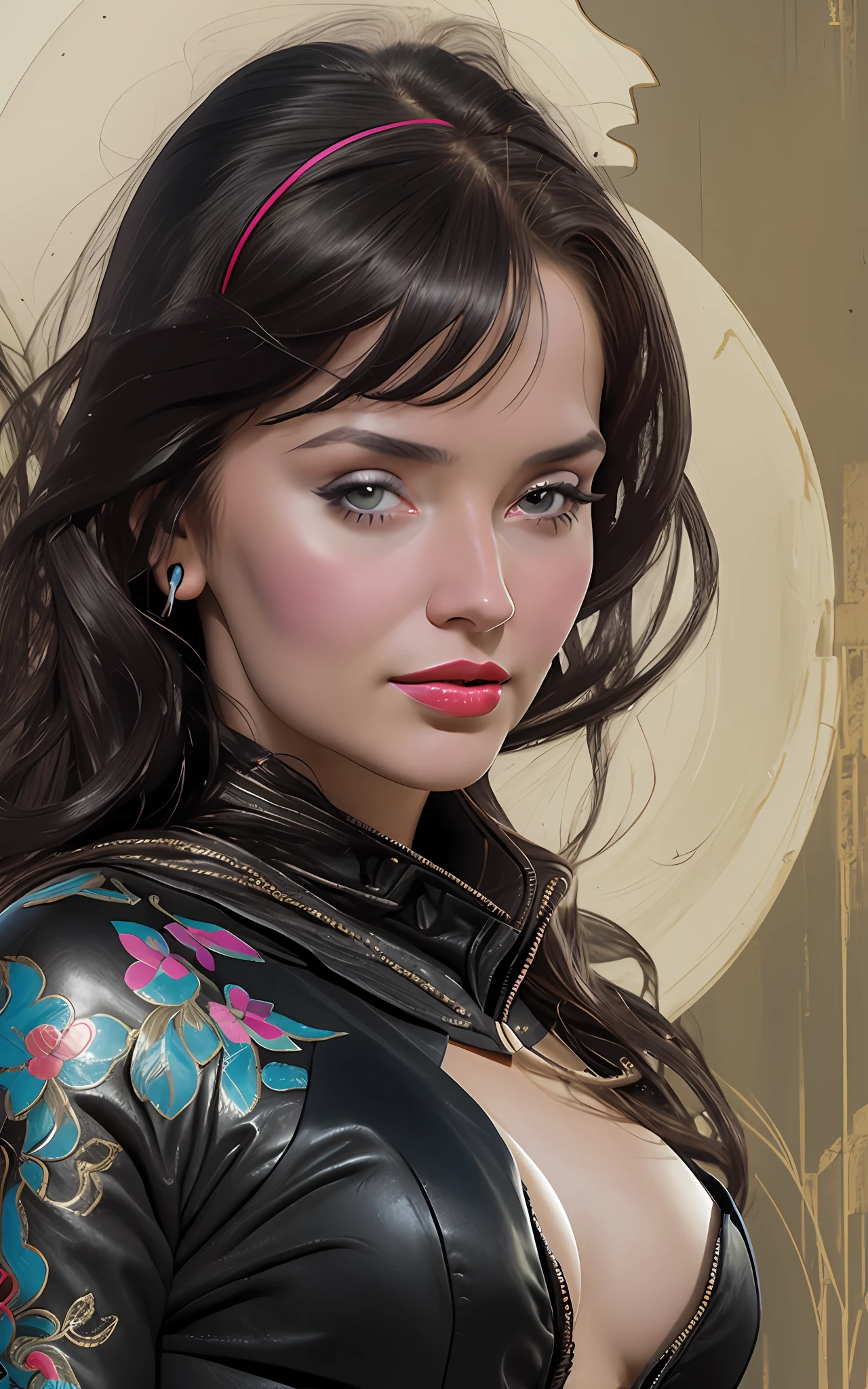 Natalia Vdovina, Natalia Steshenko, Natalia Oreiro, Natalia Gulkina, Natalia Vlasova, Natalia Kuznetsova, a girl with dark hair in fantastic clothes against the background of a futuristic landscape