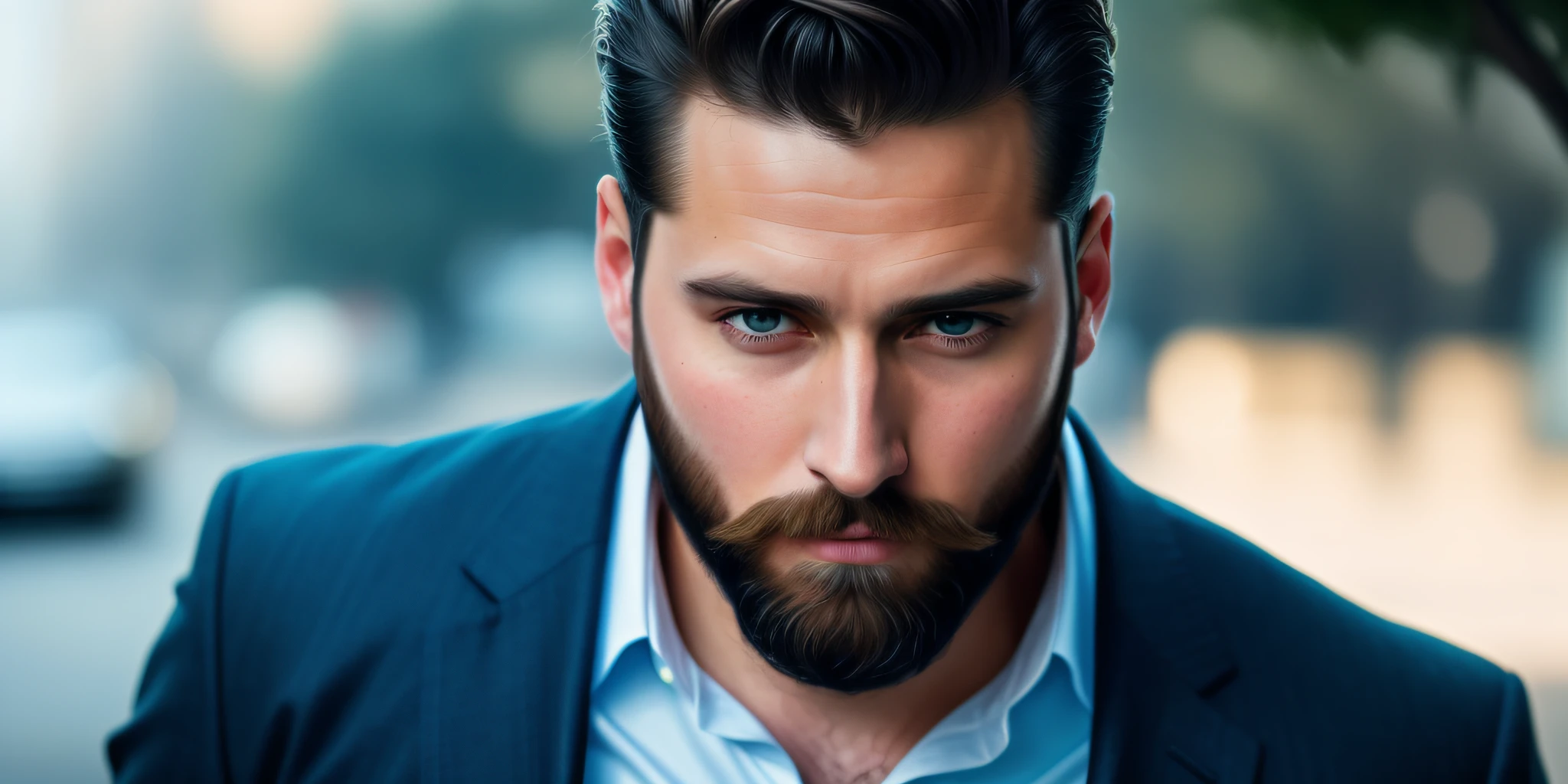 there is a man with a beard and a suit jacket, realistic digital painting, ultra realistic digital painting, highly realistic digital art, very realistic digital art, handsome stunning realistic, epic portrait illustration, detailed color portrait, cinematic realistic portrait, photorealistic digital painting, very attractive man with beard, ultra realistic digital art, # 1 digital painting of all time