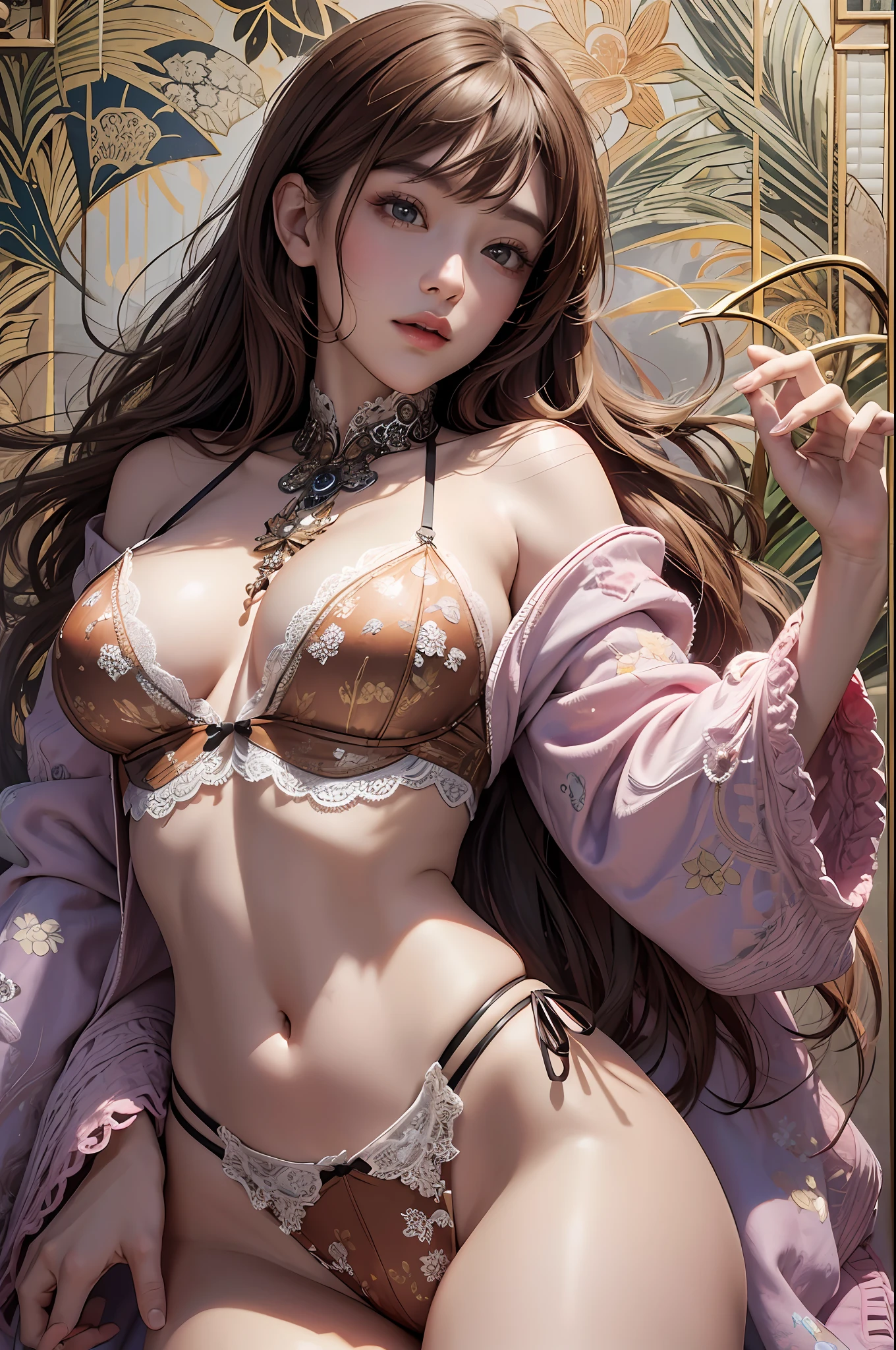 (Best Quality, 8k, 32k, Masterpiece, UHD: 1.3), Attractive Japan Female Pictures, One Girl, (Big: 1.2), Erotic Underwear Style, Lace, Lace Cardigan, Red, Undressed, Shoulder Out, Super Cute, Pastel Colors, Upper Body to Thighs, Nice Perfect Face with Soft Skin, Gorgeous Wavy Long Brown Hair, 8
K resolution, ultra-realistic, ultra-detailed, high quality, living, large
Bile Pose Cute Pose --auto --s2