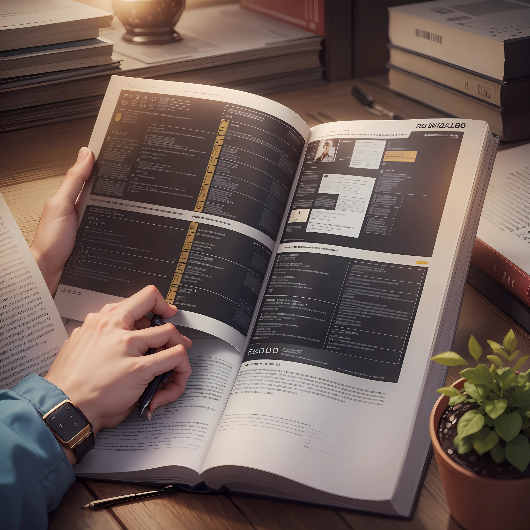 (higher quality) (detailed description) Create the image of someone studying 4K style --auto --s2
