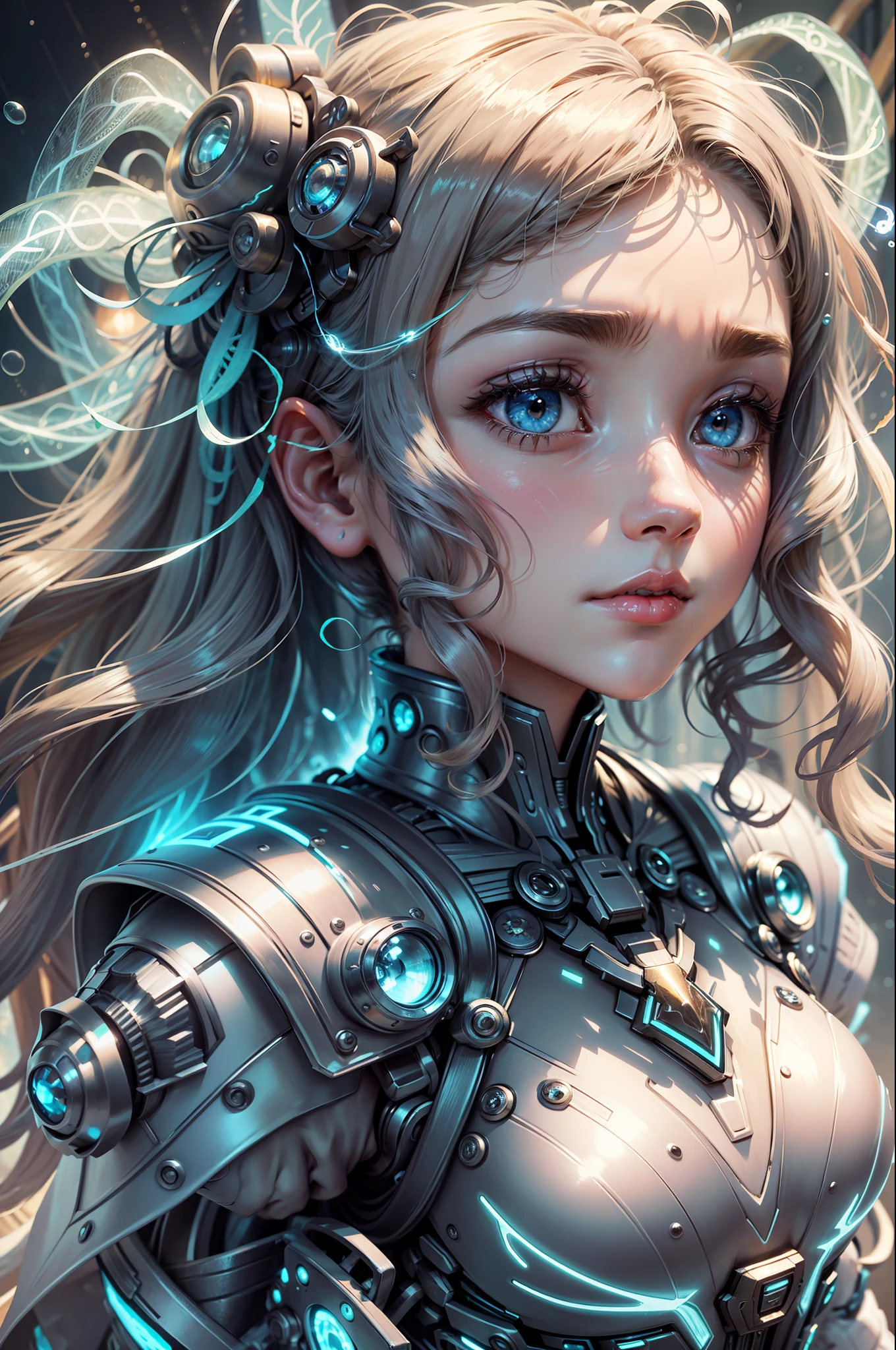 ((master piece)),best quality, illustration, 1girl, small breast, beautiful detailed eyes,beautiful detailed hair, wavy hair, beautiful detailed street, mecha clothes, robot girl, cool movement, sliver bodysuit, (filigree), dragon wings, colorful background, rainy days, (lightning effect), (cold face),{{best quality}}, {{masterpiece}}, {{ultra-detailed}}, {illustration}, {detailed light}, {an extremely delicate and beautiful}, {beautiful detailed eyes}, {sunlight}, {{extremely light}}, {{extremely clothes}}, {{{Holy Light}}}, solo, Light particle, long_hair, {{glowing eyes}}, {{{expressionless}}}, [[light_smile]],{angel_halo}, [[[starry sky]]], {{dusk_sky}}, {{Floating light spot}}, {{Lots of feathers}},{{arms behind back}}, --auto --s2