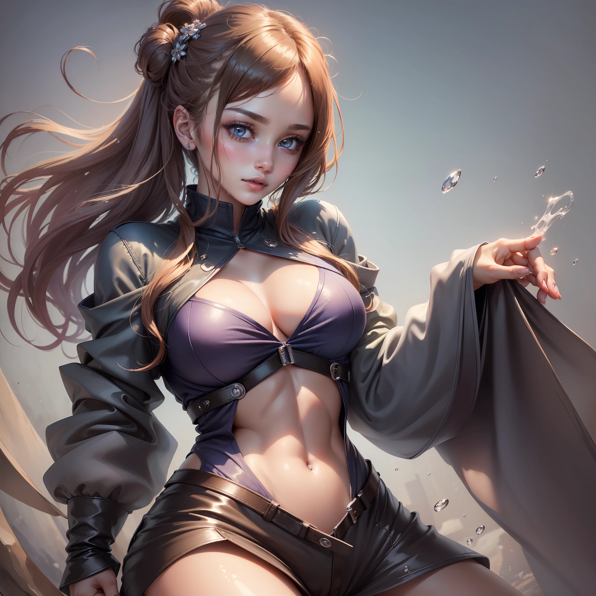 ((Best Quality, 8k, Masterpiece :1.3)), 1girl, Beauty with emphasizing slim abs :1.3, (Casual hairstyles, beautiful breasts :1.2), Wet clothes :1.2, Ultra-detailed face, Detailed eyes, Double eyelid