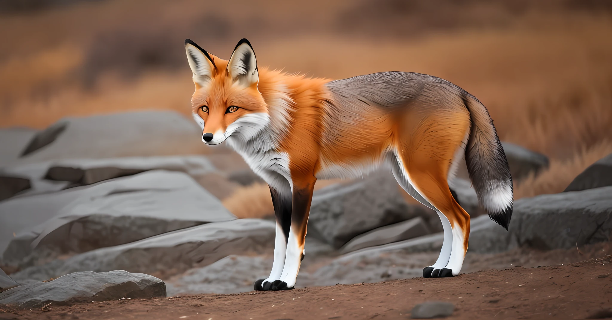 change the brown color of the fox to the gray color