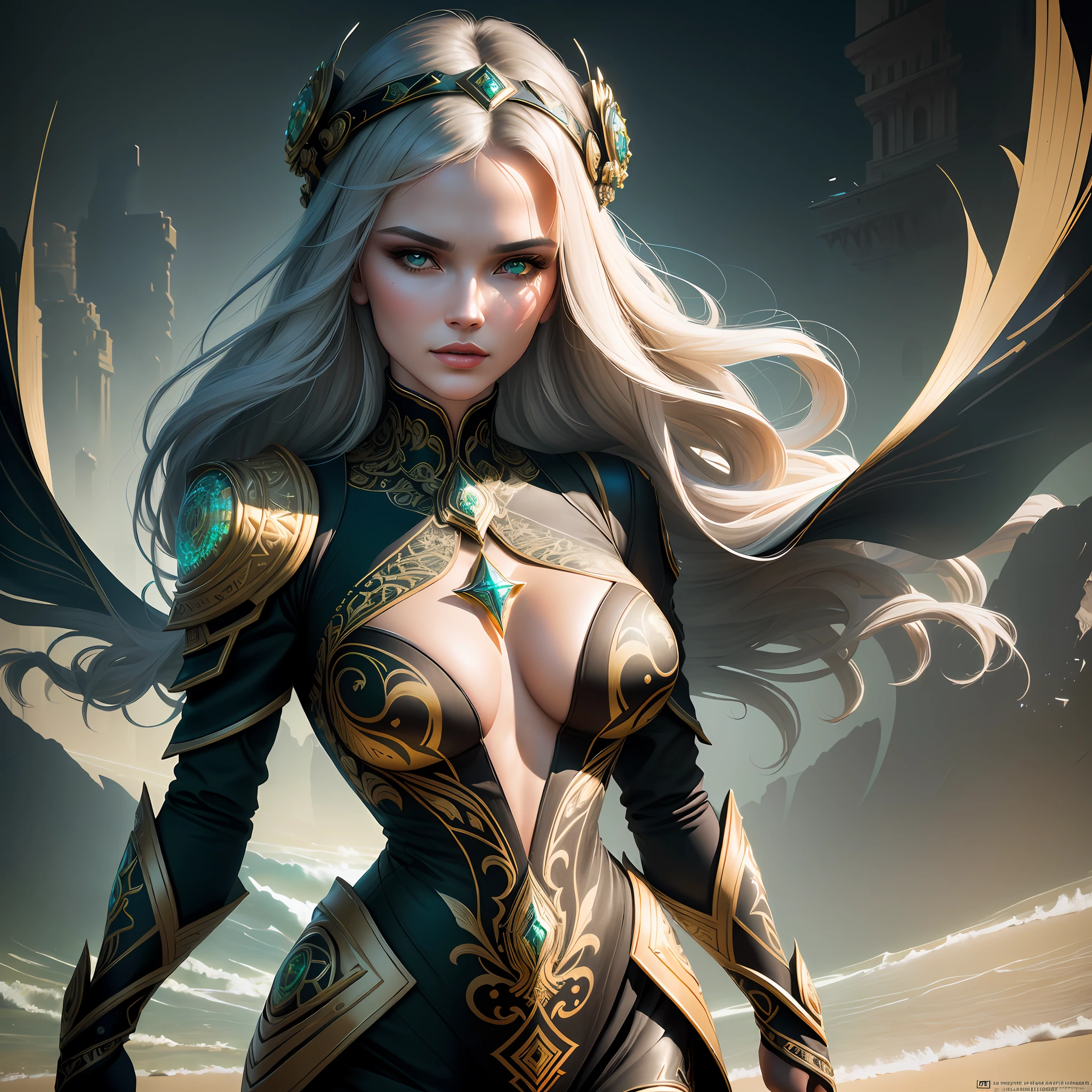 Natalia Vdovina, Natalia Steshenko, Natalia Oreiro, Natalia Gulkina, Natalia Vlasova, Natalia Kuznetsova, high waisted portrait of exotic beautiful woman dressed in fashionable clothes on the beach, perfect detailed face, detailed symmetrical green eyes with round iris, realistic, stunning realistic photography, 3D rendering, octane rendering, intricate detailed, cinematic, Artstation trend, isometric, hyper-realistic center cover, stunning colors, hand-drawn, dark, grainy, fly, klimt, erté 12k, high resolution, cinematic, neoprene, behance contest winner, portrait featured on Unsplash, stylized digital art, soft, ultra high resolution, 8k, Unreal Engine 5, ultra-clear focus, intricate artwork, menacing, epic, TanvirTamim, artstation trend, artgerm, h.  r.  Giger and Beksinski, very detailed, bright