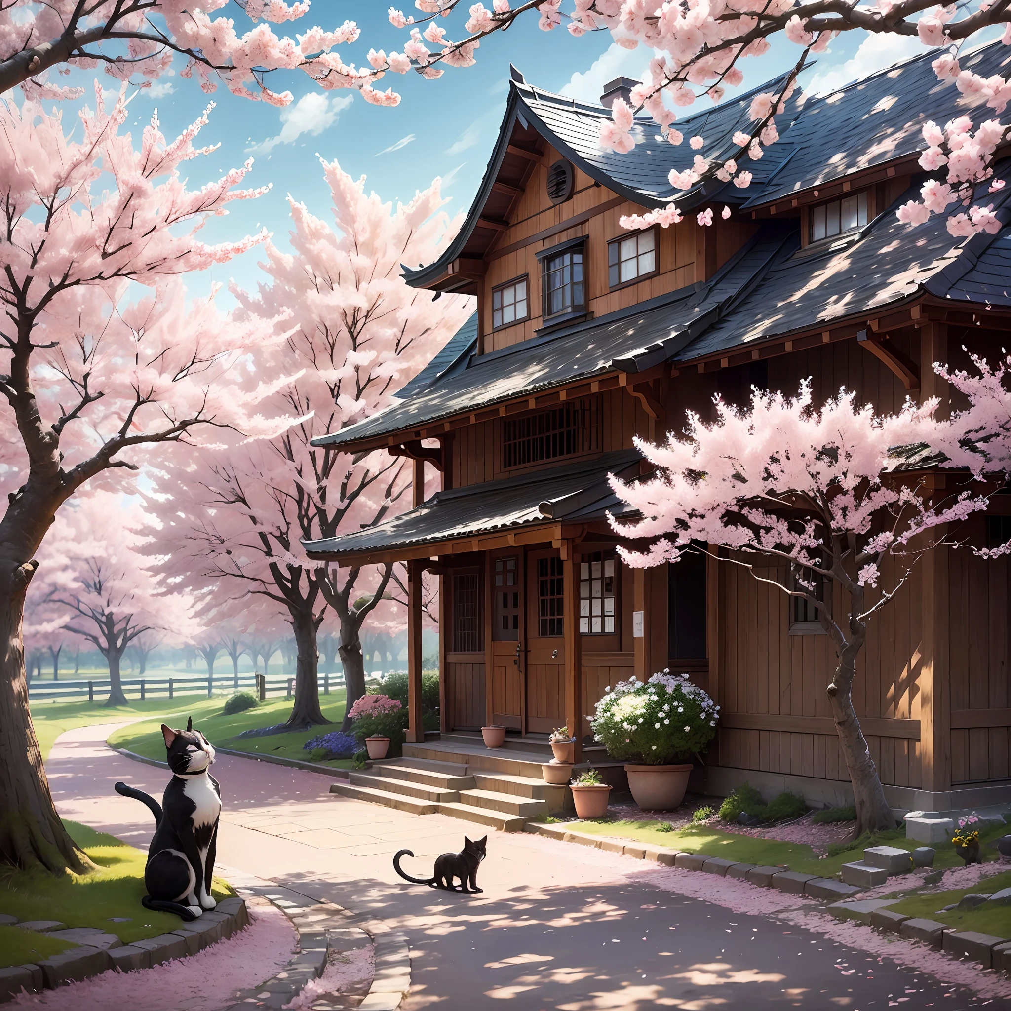 A wide area of 1,000-year-old cherry trees. With the arrival of spring, cherry blossom petals flutter gracefully. Under the beautiful landscape, a beckoning cat sits quietly. The beckoning cat has a presence with elegance even in the cherry blossom blizzard.
This beckoning cat has mystical powers that have been handed down since ancient times. People visit the beckoning cat and believe that when they make a wish, good luck and prosperity will come. Many people gather in the place and stand around the beckoning cat with wishes.
He waves silently as a blizzard of cherry blossoms dances and petals surround the beckoning cat. The movement of its hands is filled with blessing and abundance. People are drawn to the beckoning, feel their dreams and hopes, and experience a moment of happiness.
This place is also a place of healing and comfort for people. Let everyone forget their busy daily lives and purify their minds by enjoying a cherry blossom blizzard under the cherry blossom trees. The beckoning cat gives people courage and hope, and points the way to a brighter future. --auto --s2