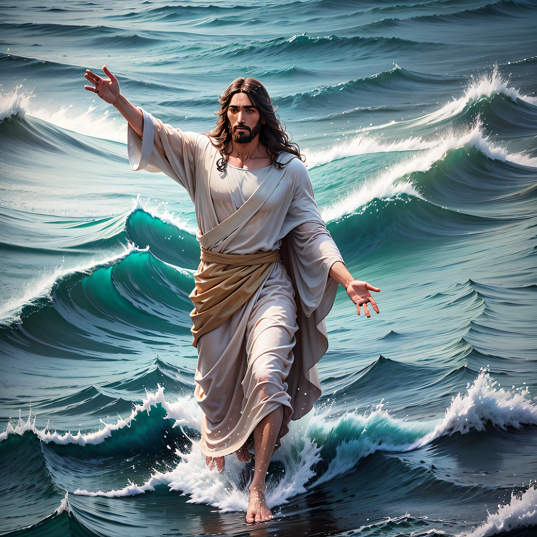 Jesus Christ walking on water in the midst of a storm --auto --s2