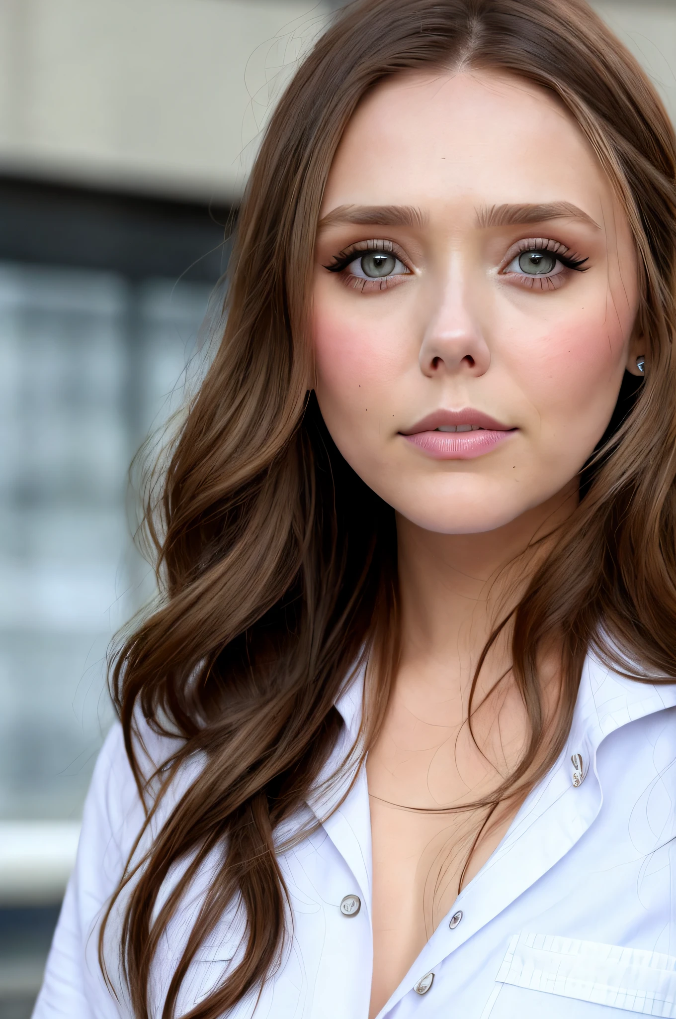 Elizabeth Olsen dressed as a nurse, thirty years old woman, (detailed features::1.2)), ((very detailed eyes)), real life. Elizabeth Olsen