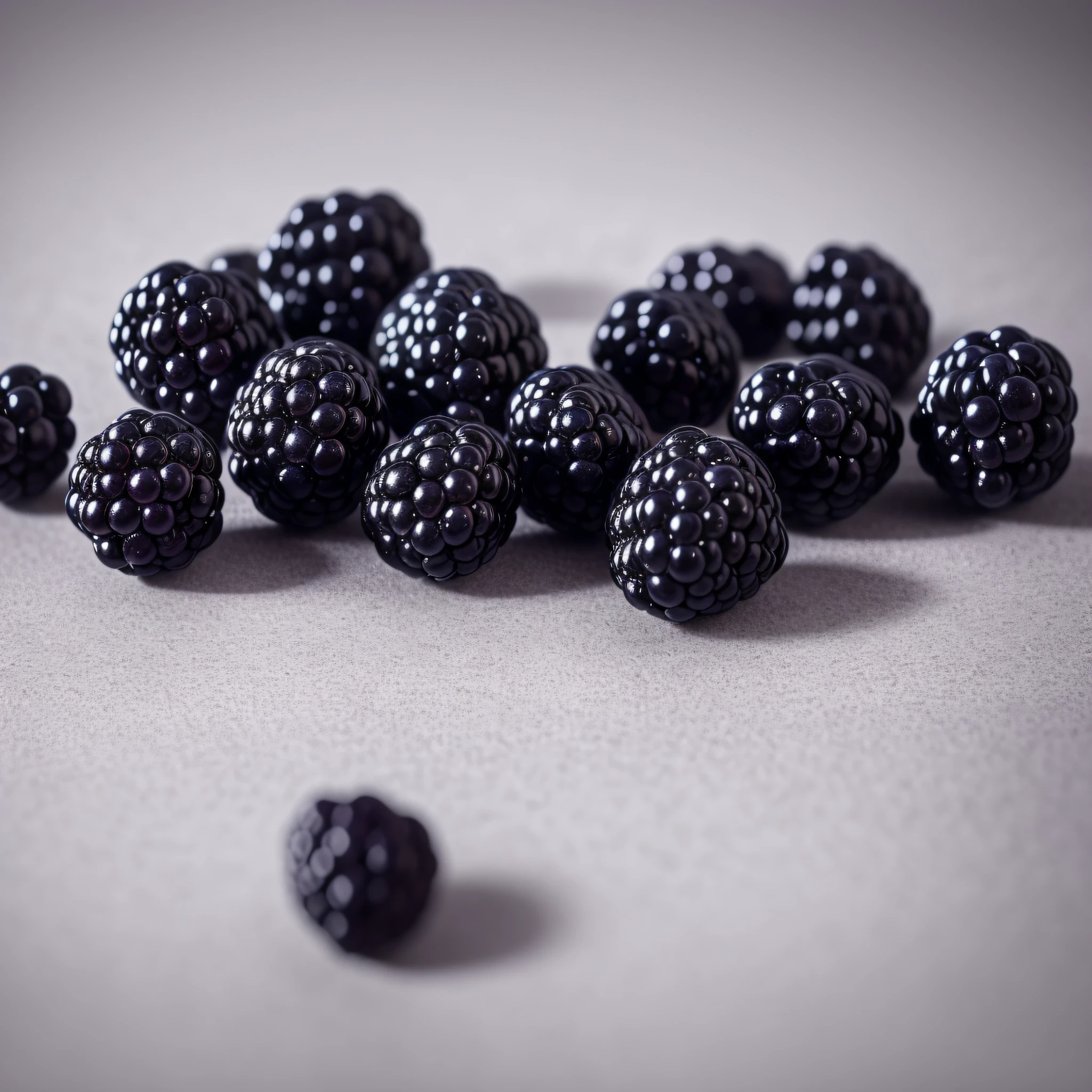 blackberry, white studio background, close, high details, intricate, sharp focus, 8K, HD, Full-HD, Ultra-HD, Super-Resolution, Megapixel, subsurface scattering, edge lighting, edge light, edge lighting, best lighting, post-processing, post-production