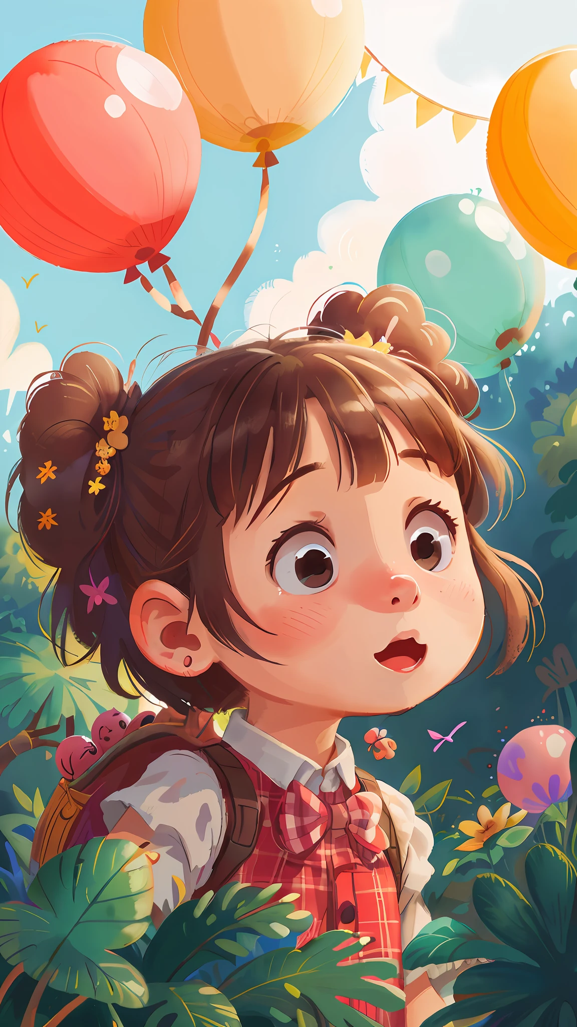 A girl, zoo, many balloons, happy, happy, perfect quality, clear focus (clutter - house: 0.8), (masterpiece: 1.2) (realistic: 1.2) (bokeh) (best quality) (detailed skin: 1.3) (intricate details) (8K) (detail eyes) (sharp focus), (happy)