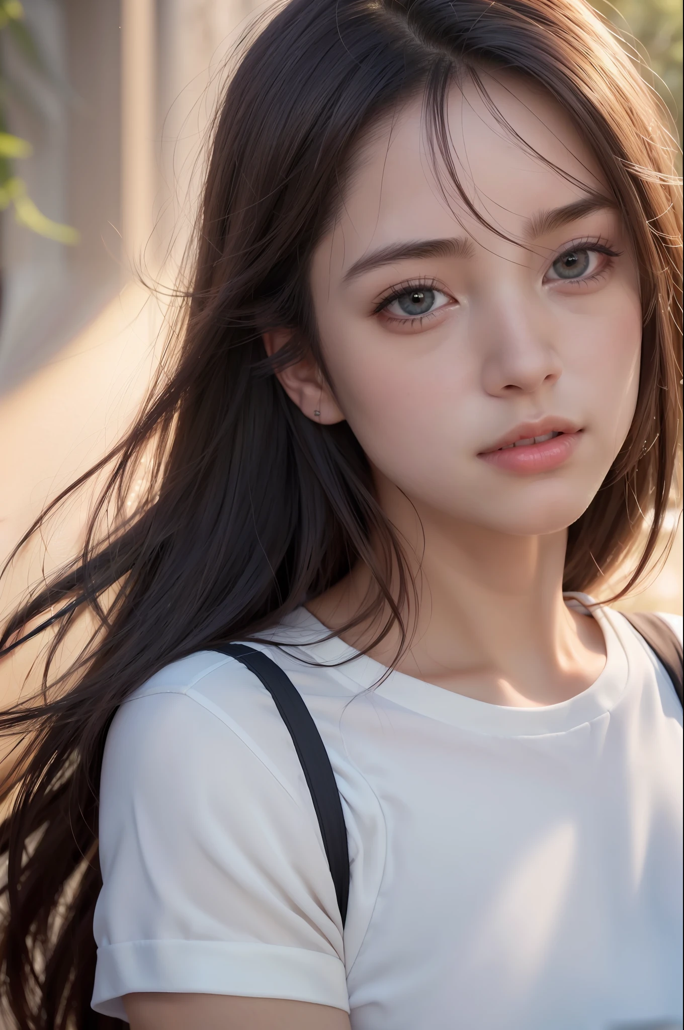 dressed, (photo realistic:1.4), (hyper realistic:1.4), (realistic:1.3),
(smoother lighting:1.05), (increase cinematic lighting quality:0.9), 32K,
1girl,20yo girl, realistic lighting, backlighting, light on face, ray trace, (brightening light:1.2), (Increase quality:1.4),
(best quality real texture skin:1.4), finely detailed eyes, finely detailed face,
(tired and sleepy and joy), (laugh:0), face closeup, t-shirts,
(Increase body line mood:1.1), (Increase skin texture beauty:1.1)