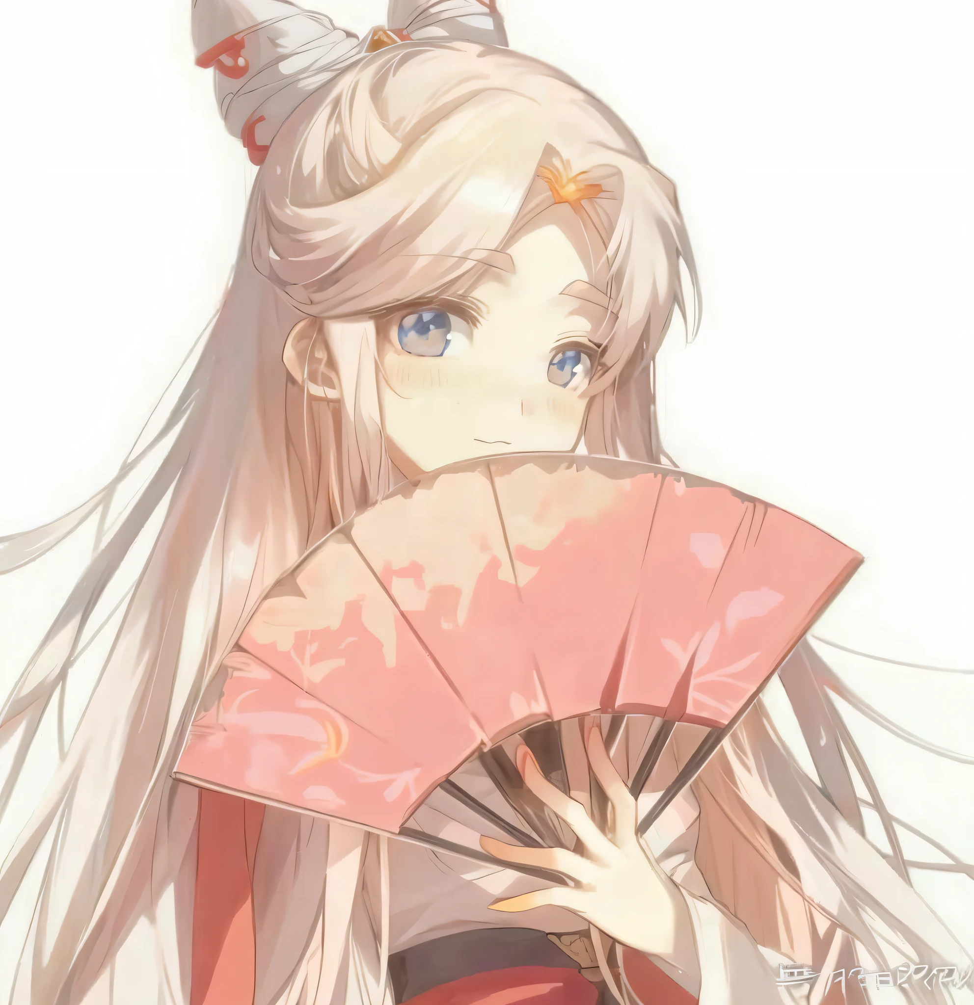 anime girl with long hair holding a fan and looking at the camera, anime girl with long hair, blonde anime girl with long hair, beautiful anime style, (anime girl), anime picture, white haired deity, an anime girl, beautiful anime girl, beautiful anime, anime character, young anime girl, high quality anime artstyle, as an anime character, beautiful anime woman