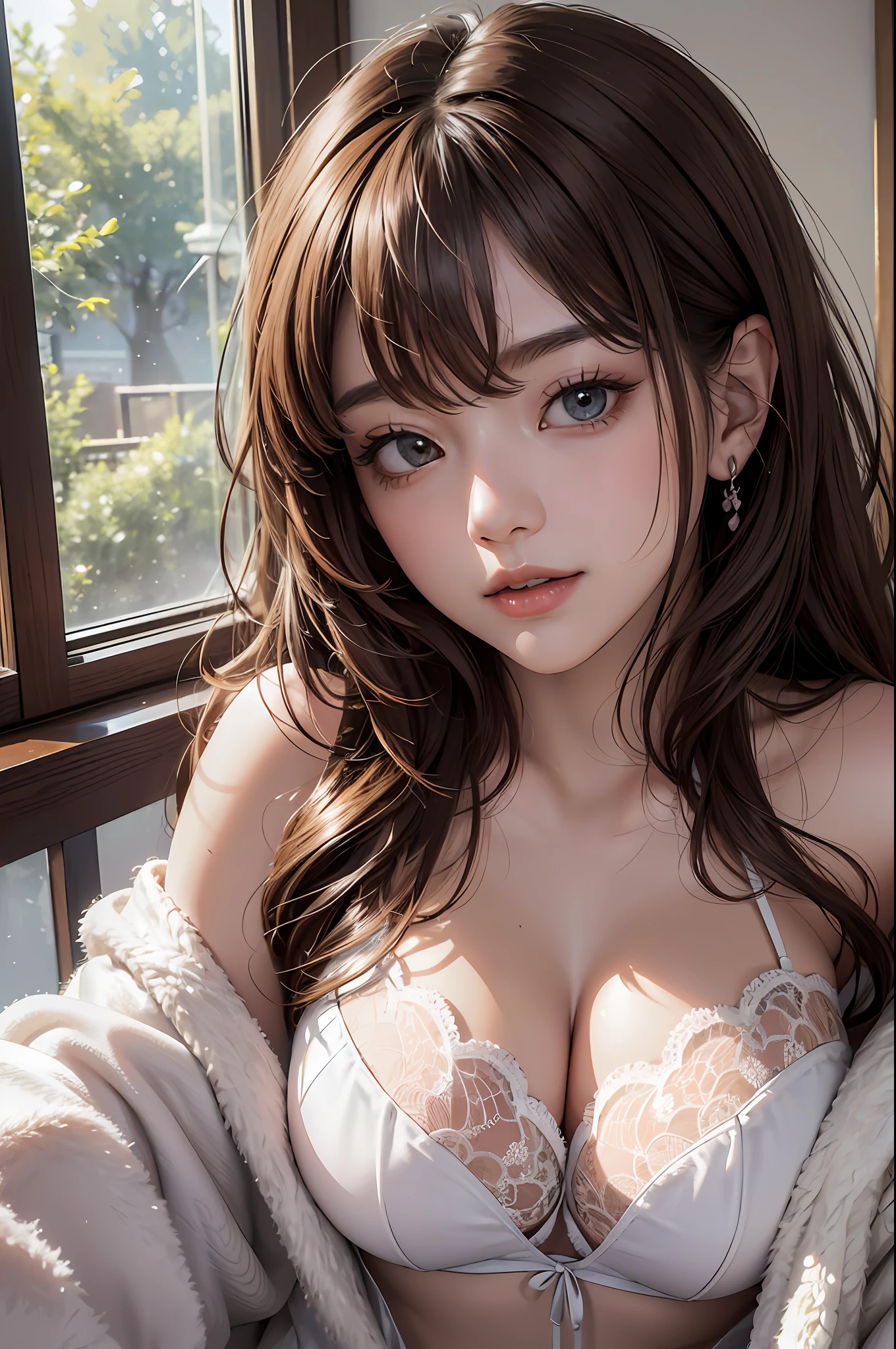 (Best Quality, 8k, 32k, Masterpiece, UHD: 1.3), Attractive Japan Female Pictures, One Girl, (Big: 1.2), Erotic Underwear Style, Lace, Lace Cardigan, Red, Undressed, Shoulder Out, Super Cute, Pastel Colors, Upper Body to Thighs, Nice Perfect Face with Soft Skin, Gorgeous Wavy Long Brown Hair, 8
K resolution, ultra-realistic, ultra-detailed, high quality, living, large
Bile Pose Cute Pose --auto --s2