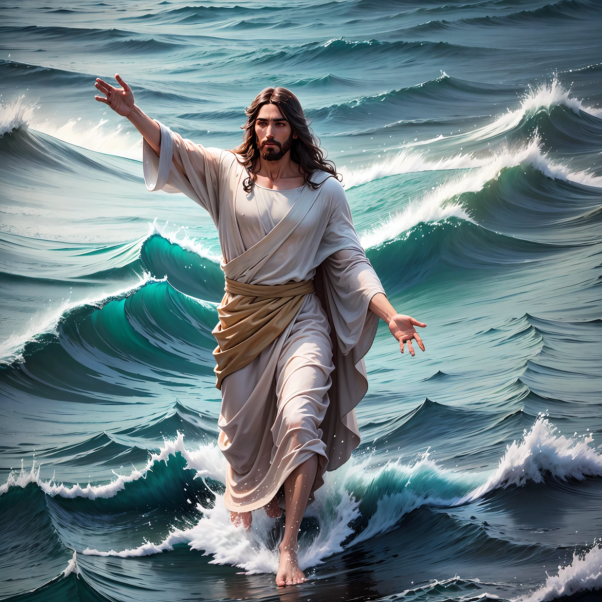 Jesus Christ walking on water in the midst of a storm --auto --s2