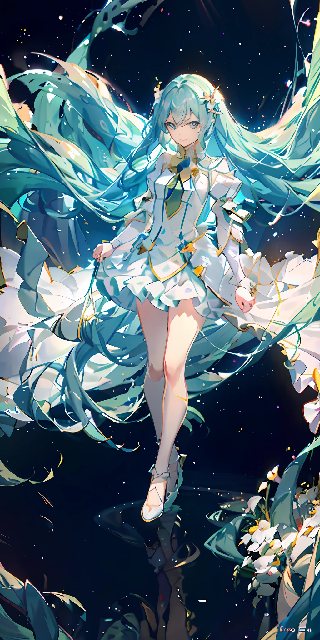 top quality, full body, high quality texture, fine grain, realistic facial expression, detailed skin, anime, girl, sexy, mixed, model, illustration, portrait, semi-real, princess, dress, white dress, fair skin, wind flower, meadow, water lake, sun, light, (small), gray hair, naked