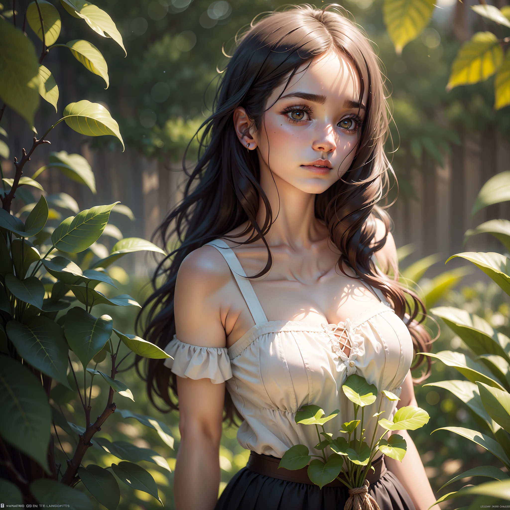 UHD ccurate textured skin garden，there are balloons behind，face close-up，sunny，thick lips，long eyelashes，big eyes，bangs，long hair，sundress，flax，low cut，skirt wrinkled，Tiny fluff is faintly visible on the arm under sunlight，autumn，airy，clavicle，hair strands，fair skin， Surrealism modern cinematic lighting depth of field ray tracing mole under eye f/1.8 Sony FE 16k super detail award winning high details best quality --aspect 3:4 --auto --s2