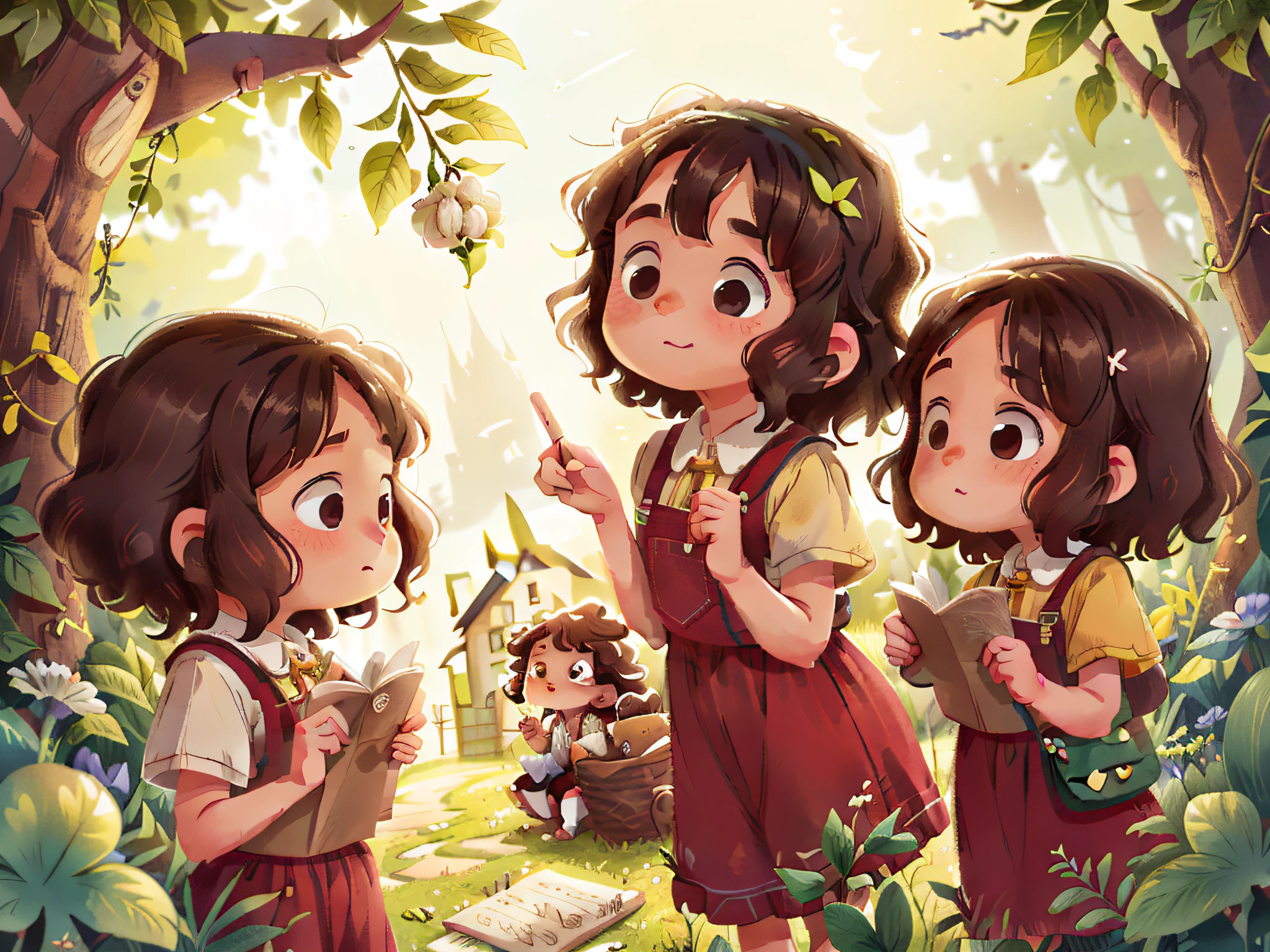 : Once upon a time, in a small, quiet town, lived the adorable curly-haired brunette twins, the "Pillipillias." They were very obedient and always ready to help!