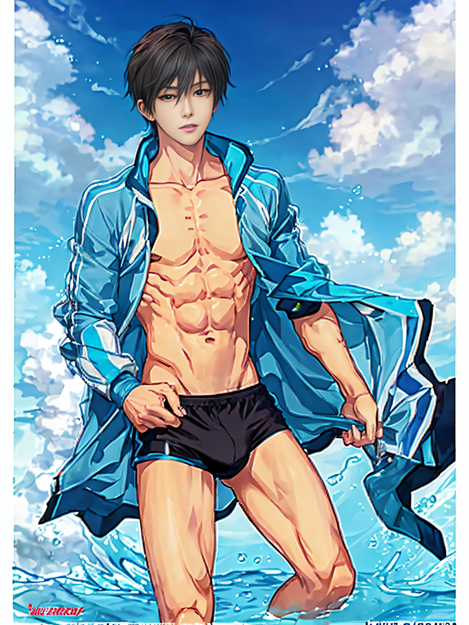 a handsome 20 year old guy, bishounen, ikemen,1boy, semi realistic anime,