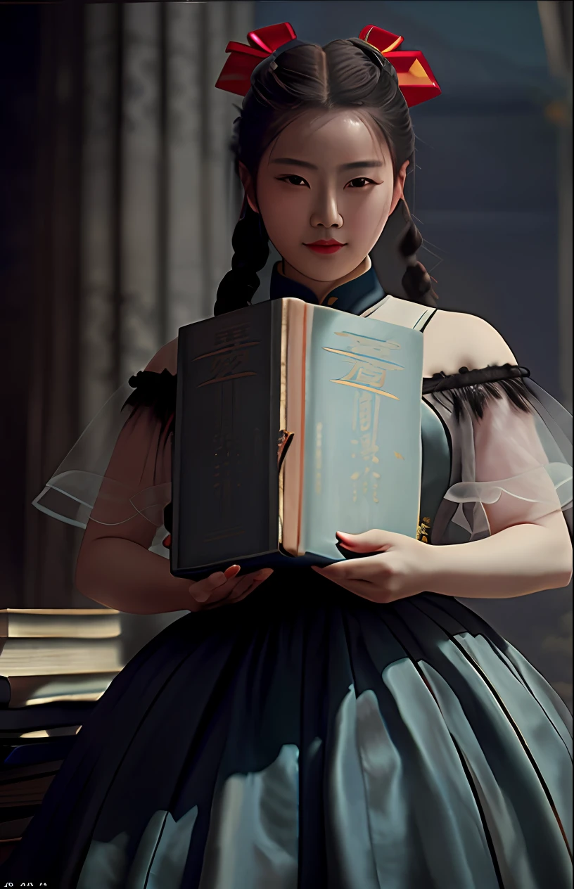 a close up of a woman holding a book in her hands, chinese woman, chinese girl, yanjun chengt, inspired by Song Maojin, in a blue qipao, cover photo portrait of du juan, inspired by Huang Ji, inspired by Mei Qing, gorgeous chinese model, inspired by Yao Tingmei, inspired by Hua Yan, inspired by Li Fangying