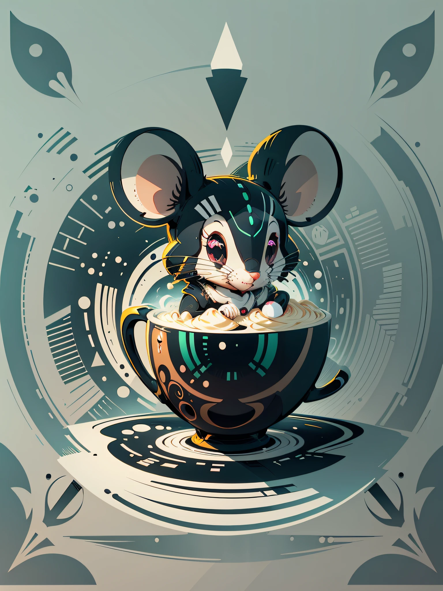 barista mouse, cafe mouse, logo, vector, line art, design, inspiration, straight, symmetry --auto --s2