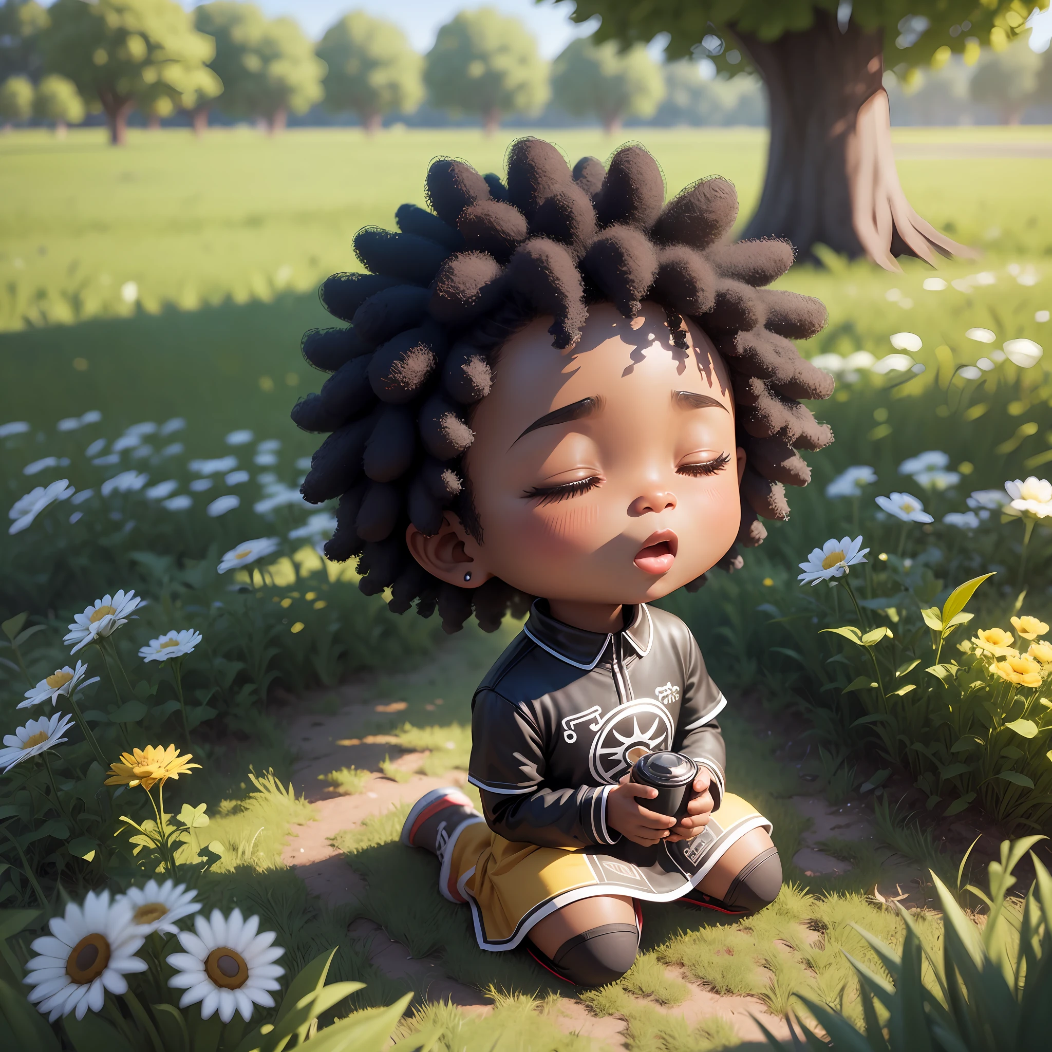 3D chibi cartoon character praying in a field, black boy, ((semi-closed eyes)), closed eyes, movie art, clean shot, ghailan!, like a pixar character, beautiful child, short afro hair, (full body))), grace and blessing, made unreal, movie promo image, upscale rendered image - --ar 2:3-imagine - want more?join our official channel for unlimited creation --auto --s2