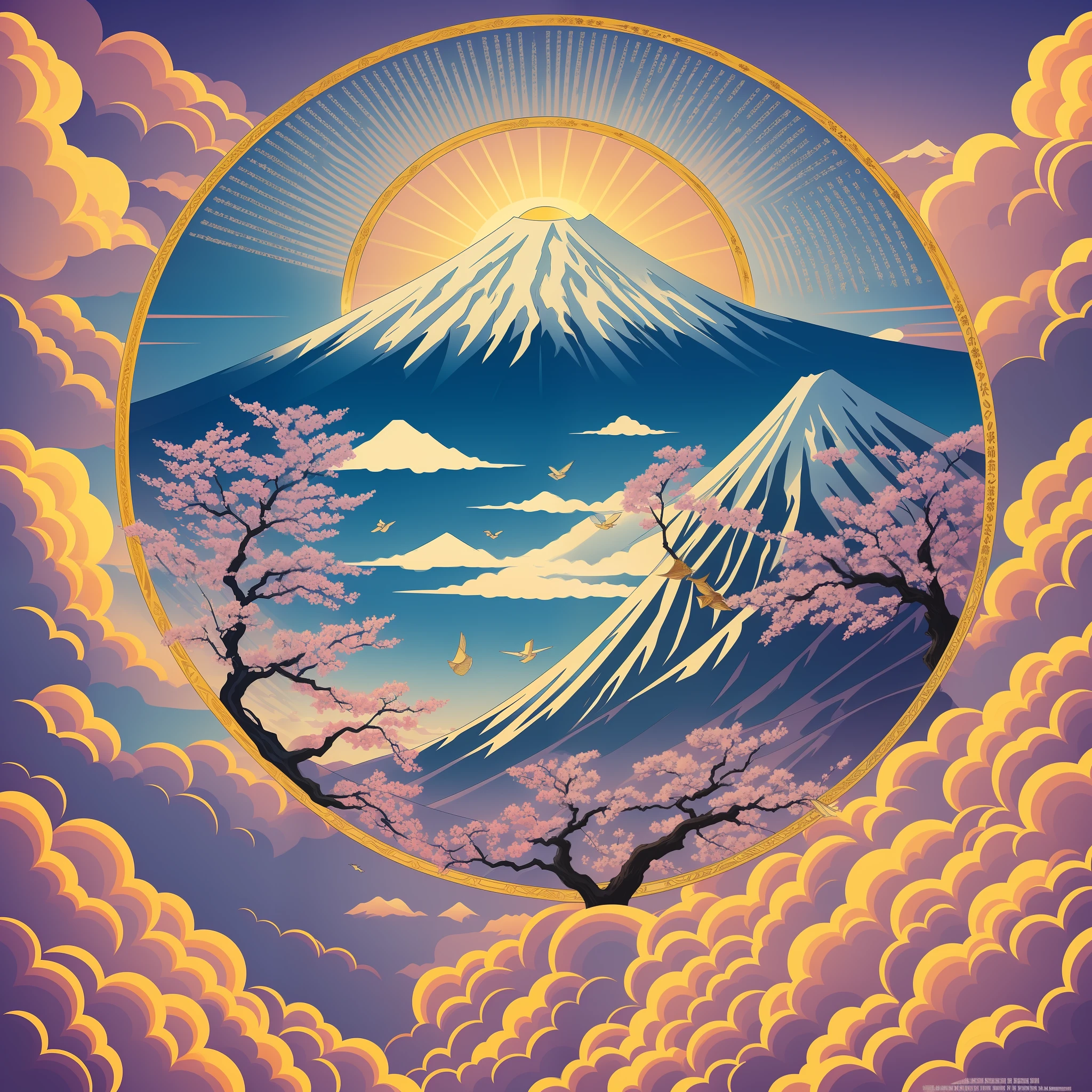 The morning sun shines gently, and its light illuminates the majestic appearance of Mt. Fuji. In the midst of this magnificent landscape, a god appeared gracefully on a crane. It is Daikoku-sama, the god of good luck and prosperity.
Daikoku-sama scatters the clouds and soars through the sky on a crane. The figure is as graceful as dancing in the wind, and you will be amazed by its beauty. The crane flapped its wings limply, carrying Daikoku-sama in the high sky. In that moment, all eyes are glued to Daikoku-sama.
Treasures that symbolize happiness and prosperity shine around Daikoku-sama. It is a treasure that has the power to make people's wishes come true. Daikoku-sama has a benevolent smile on his face and is preparing to bestow good luck and prosperity on people.
The majestic presence of Mt. Fuji and the brilliance of the rising sun further enhance the majesty of Daikoku-sama. His presence gives people hope and courage and illuminates the way to the future. The appearance of Daikoku-sama foreshadows a new beginning and the arrival of happiness.
This prompt depicts the divinity and majesty of Daikoku-sama, who gracefully appears on a crane against the background of Mount Fuji as the rising sun rises. His presence symbolizes good luck and prosperity and has the power to give people hope. It also captures the grandeur and mystery of nature to capture the reader's imagination and portray the setting of the story even more vividly. --auto --s2