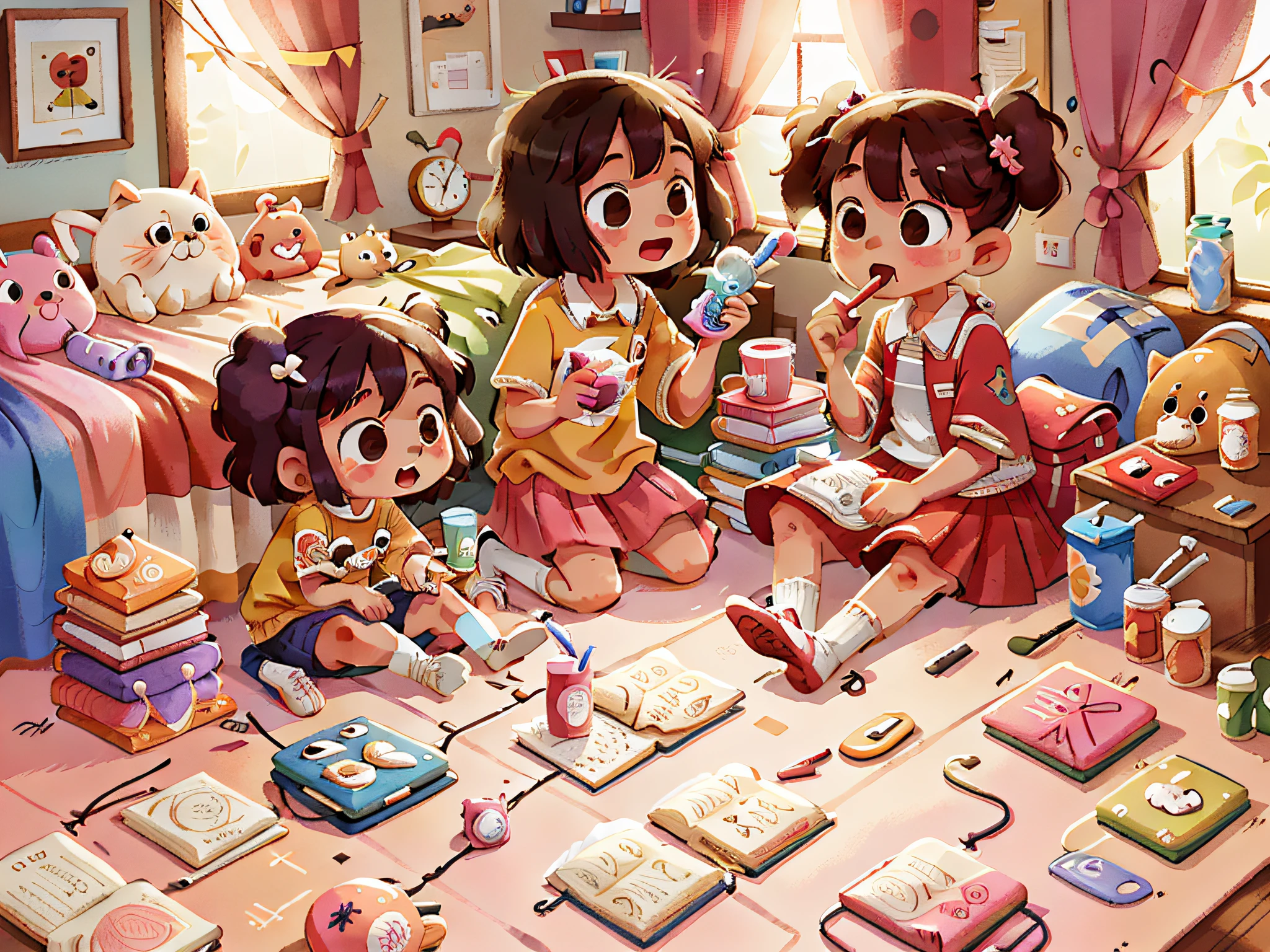 After brushing their teeth, the girls would go to the bedroom and pack up their toys. They believed that taking care of their things was a way to show gratitude for the gifts they had.