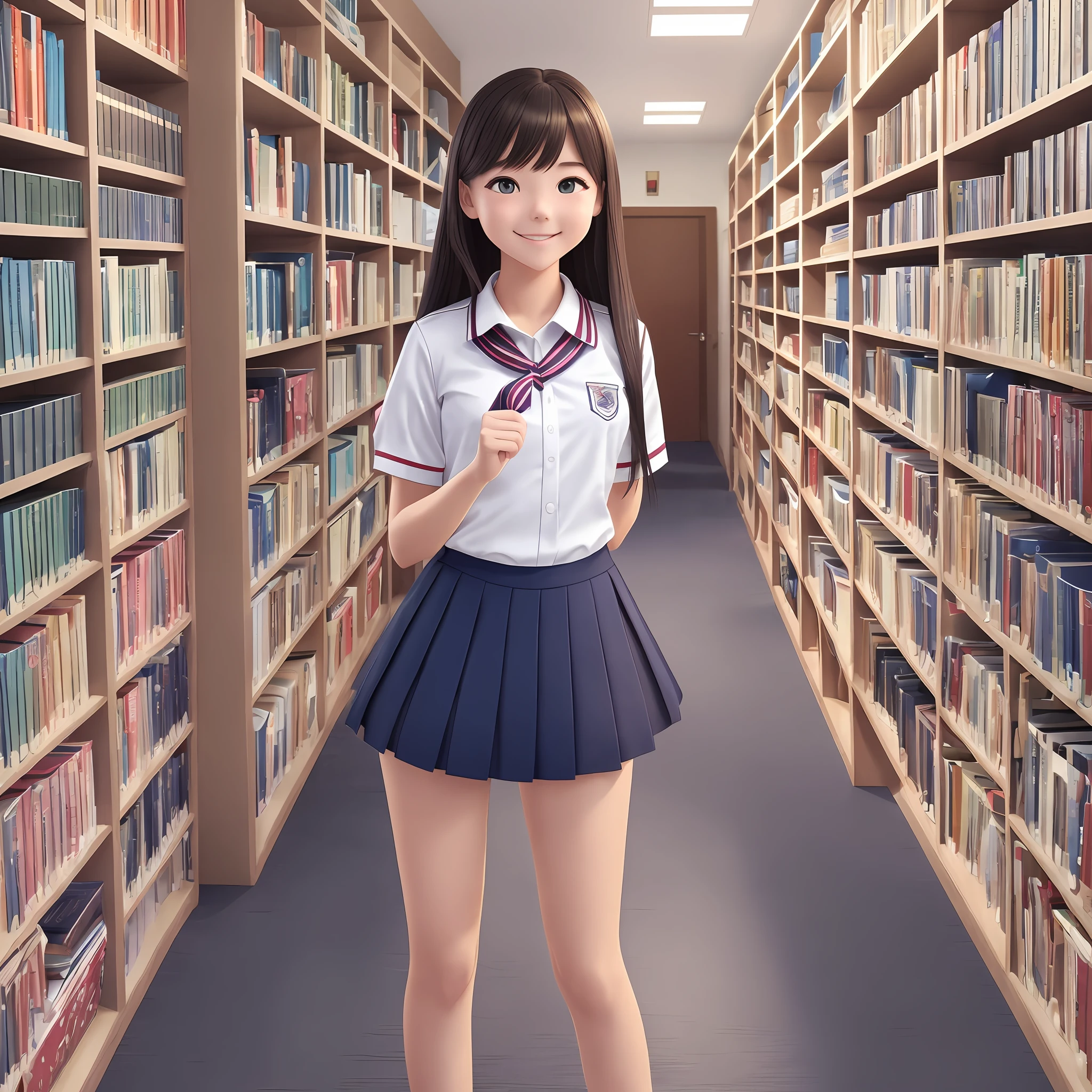 ((full body)), (8k, best quality, masterpiece: 1.2), (realistic, photo-realistic: 1.37), ultra-detailed, 1 girl, cute, in library, night, standing, oprn legs, open crotch, shiny skin, shiny thigh, shiny legs, dating, (blush nose), (smile: 1.15), beautiful detailed eyes, school uniform, floating hair NovaFrogStyle, full body --auto --s2