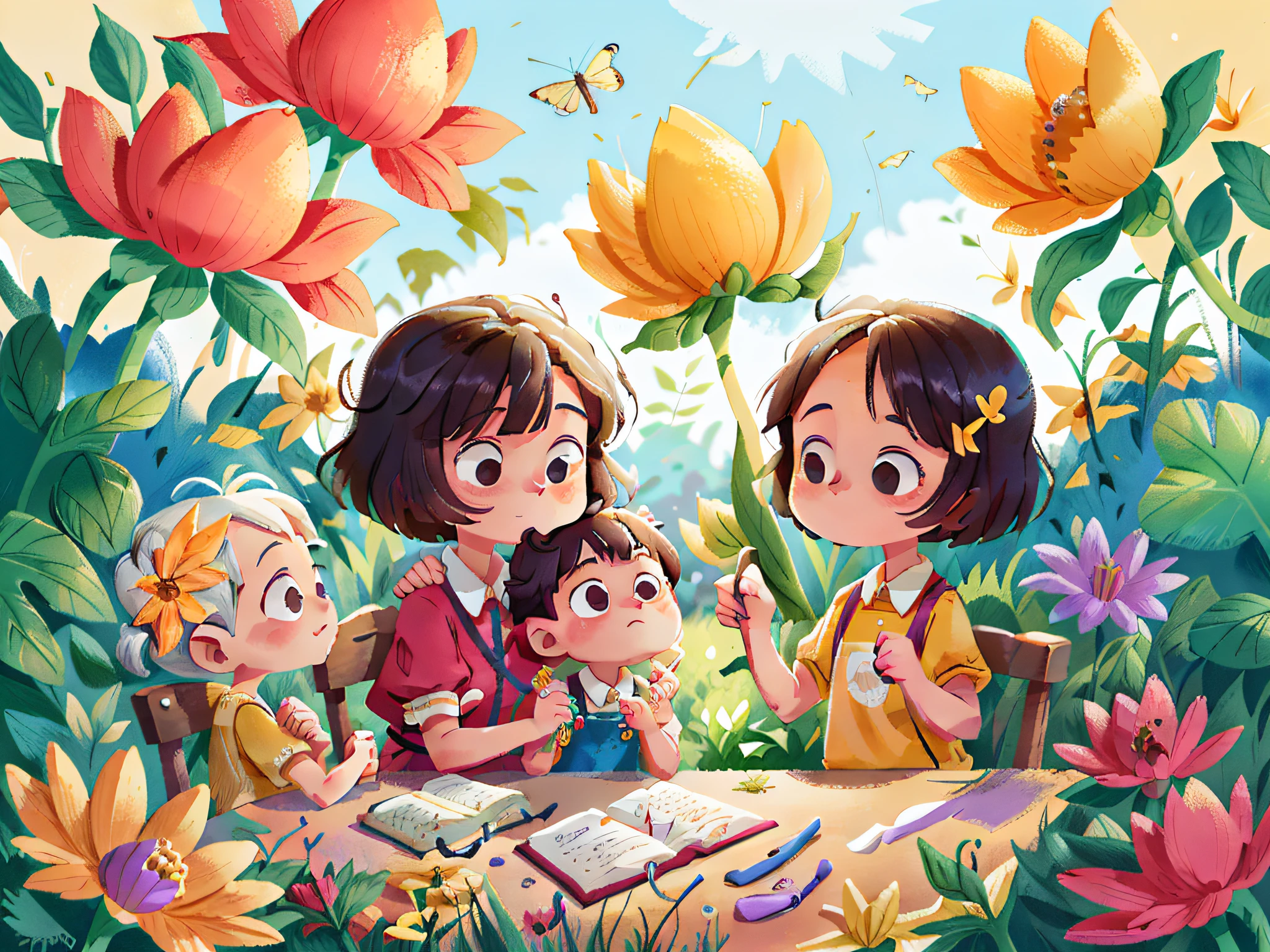 On a sunny afternoon, the "Pillipillias" went to visit their elderly neighbor. They brought flowers from the family garden and spent time talking to the lady. The twins learned that doing good and being considerate of others was something very valuable.