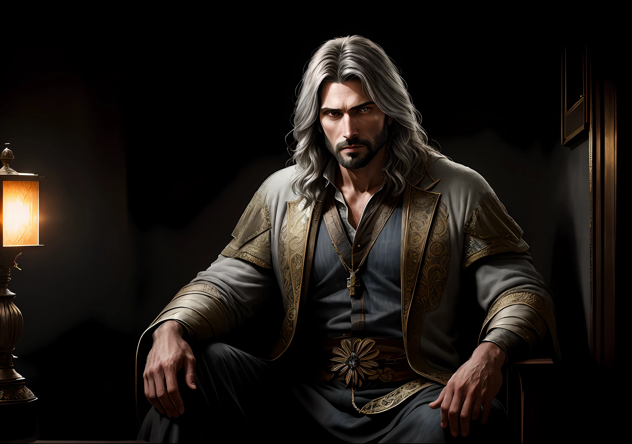 JESUS CHRIST, with 40, gray hair, handsome, sitting in the barrel Dark photo: realistic epic, soft cinematic portrait, adobe lightroom, photographic lab, highly detailed, faded, art by Greg Rutkowski and artgerm ,neutral colors: 1,2), (hdr: 1,4) , (soft colors:1.2), hyperdetailed, (artstation:1.4), cinematic, warm lights, dramatic light, (intricate details:1.1), complex background, (rutkowski:0.66), (blue and orange:0.4)