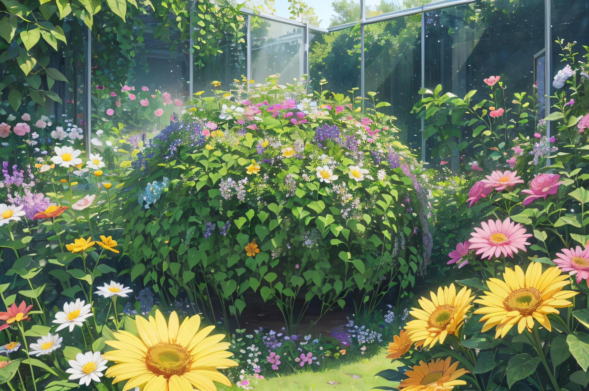 Beautiful garden plants, flower and trees isolated on transparent background --auto --s2