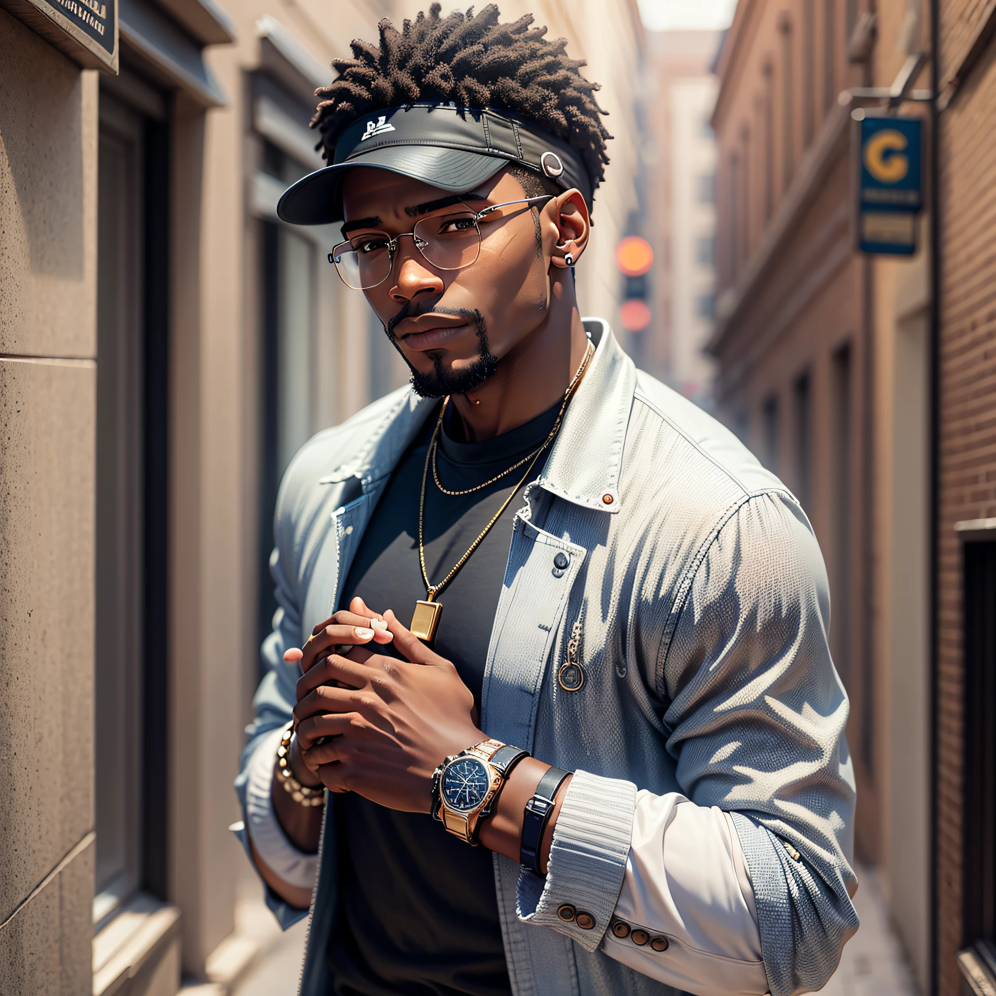 black man wearing and showing a watch --auto --s2