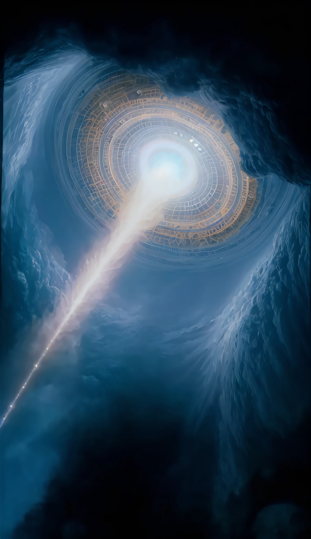 a close up of a spiral with a star in the middle, majestic interstellar portal, cherenkov radiation, ancient alien portal, spirits coming out of portal, the inside of a ufo, humanity like cosmic structure, opening a shining portal, massive scale cosmic being, colossale interstellar portal, interdimensional lightning, entering a quantum wormhole, star - gate of futurisma