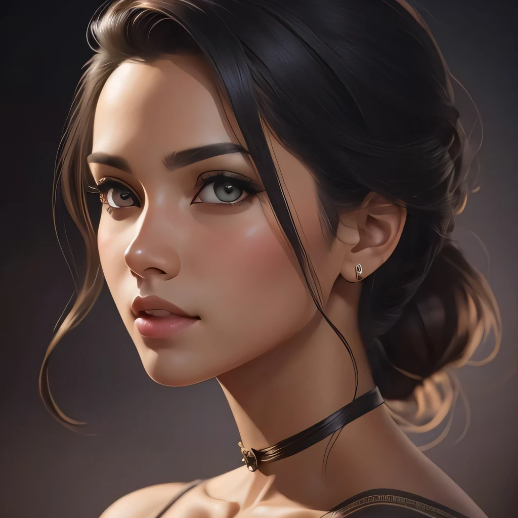 Btflindngds, a beautiful girl, brown eyes, Indian, mid shot, photorealistic painting by artgerm and (greg rutkowski:0.3), portrait, (dynamic:0.4) lighting