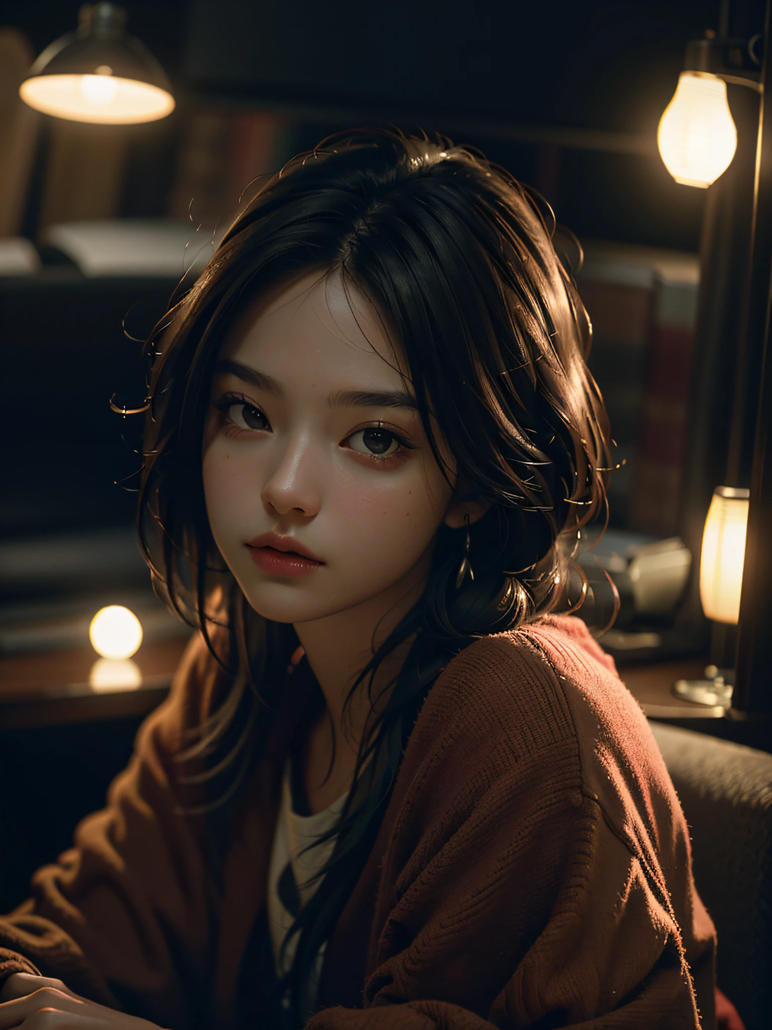 (Front focus) Best quality, masterpiece, ultra high res, (photorealistic:1.4), raw photo, 1girl, suite, cinematic lighting