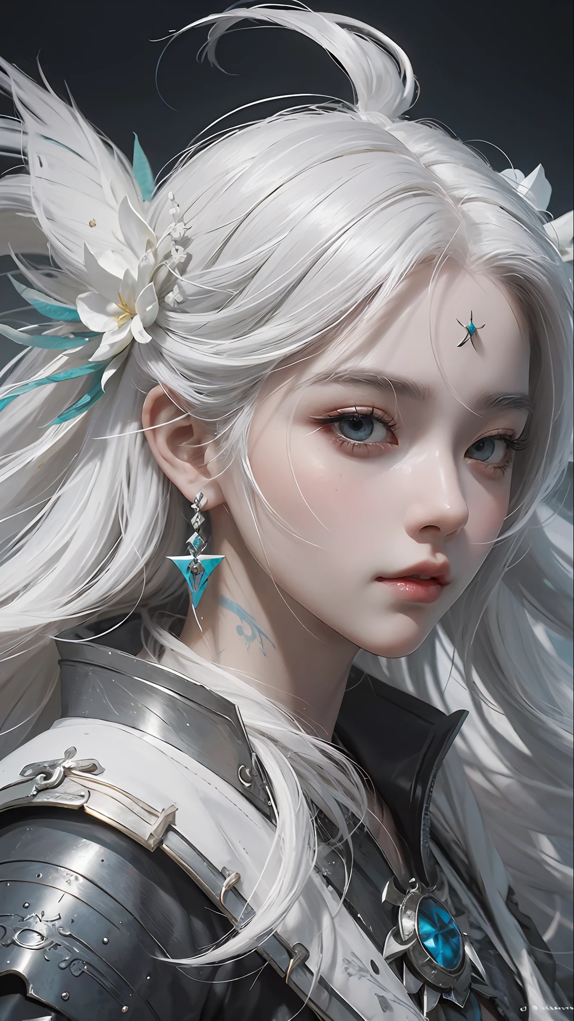 a close up of a woman with white hair and a white mask, beautiful character painting, guweiz, artwork in the style of guweiz, white haired deity, by Yang J, epic exquisite character art, stunning character art, by Fan Qi, by Wuzhun Shifan, guweiz on pixiv artstation --auto --s2