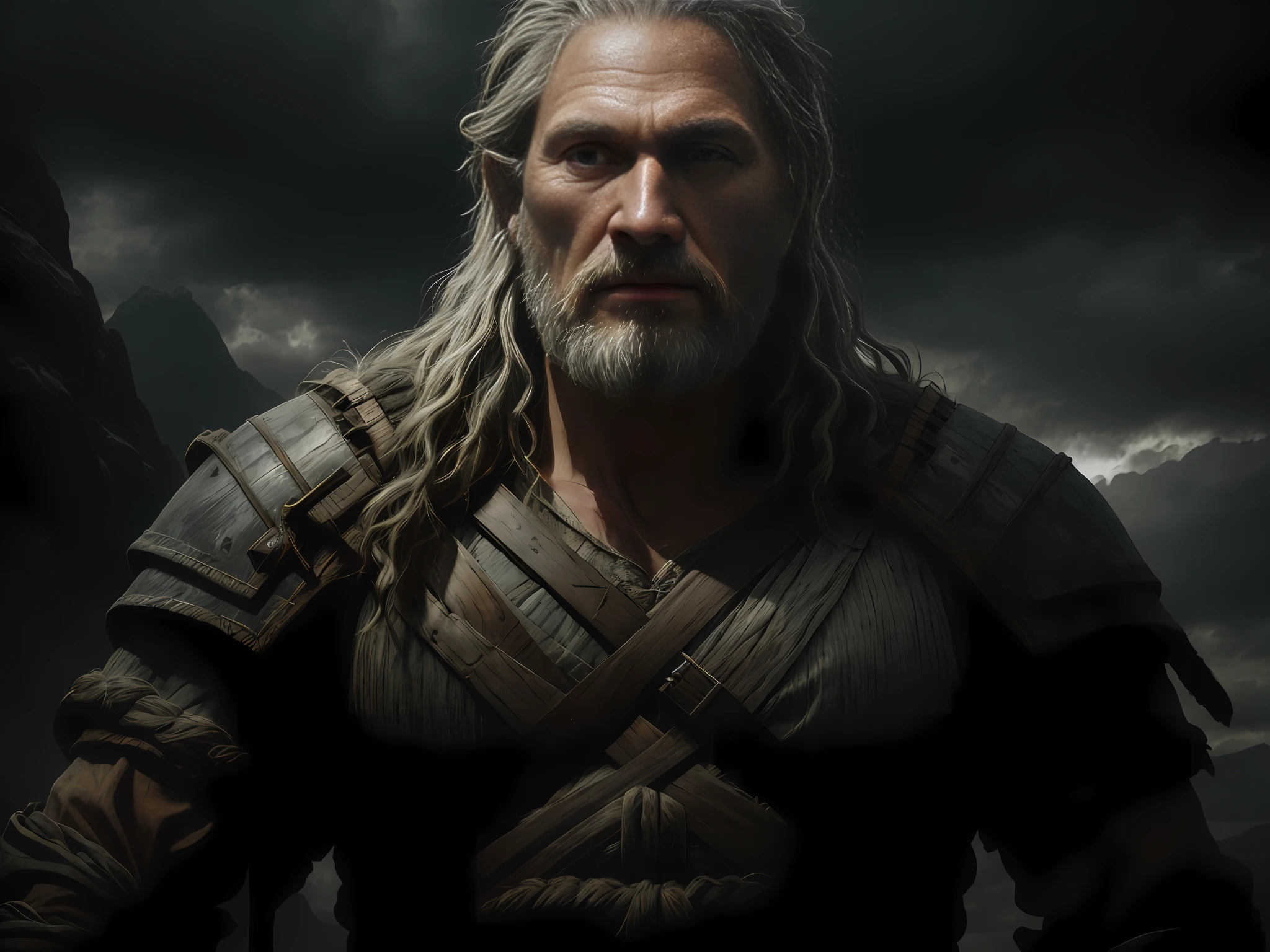 GIANT OF NOAH'S TIME Dark photo: realistic epic, soft cinematic portrait, adobe lightroom, photographic lab, highly detailed, faded, (neutral colors: 1.2), (hdr: 1.4), (soft colors:1.2), hyperdetailed, (artstation:1.4), cinematic, warm lights, dramatic light, (intricate details:1.1), complex background, (rutkowski:0.66), (blue and orange:0.4)